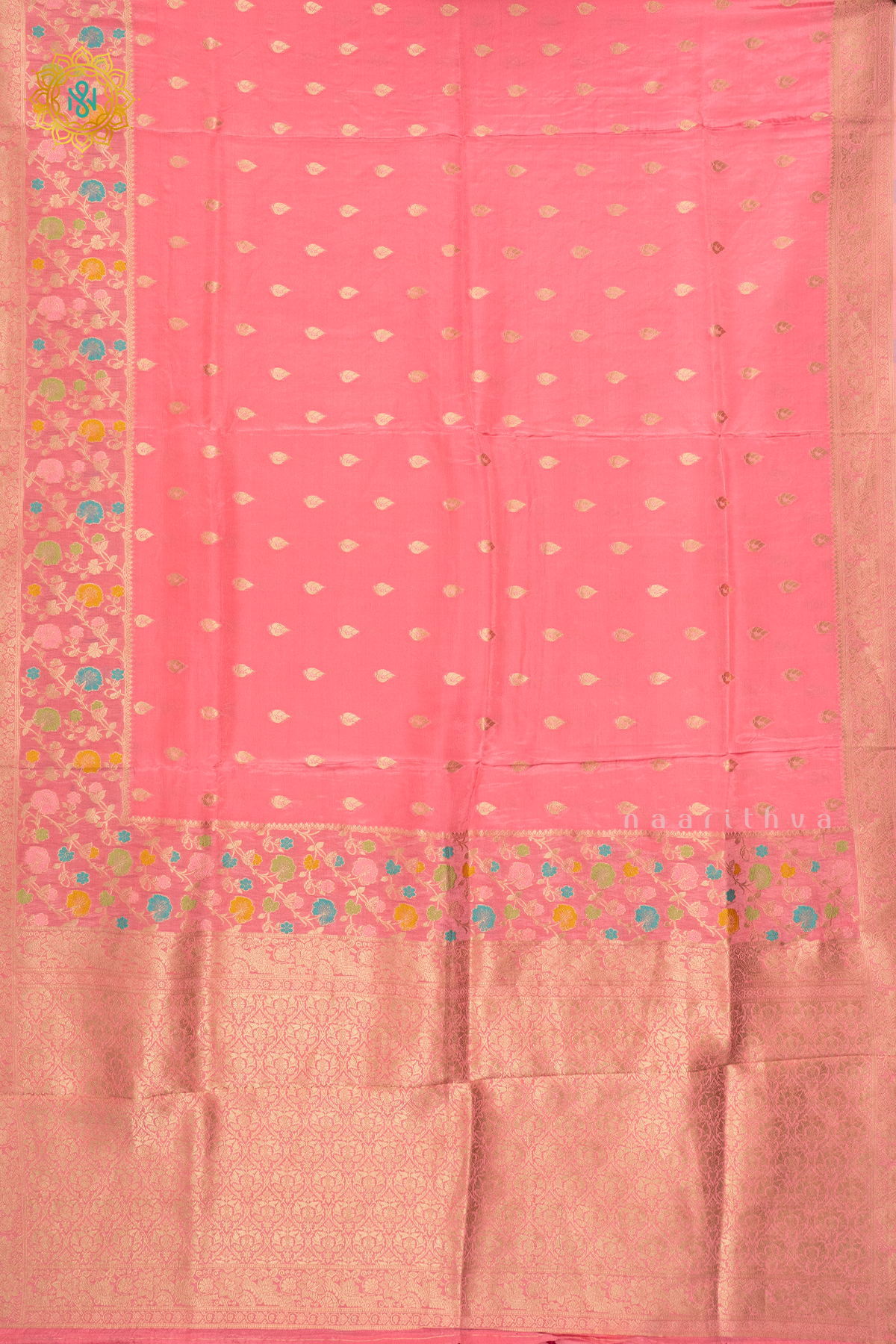 LIGHT PINK WITH RANI PINK - SATIN CREPE