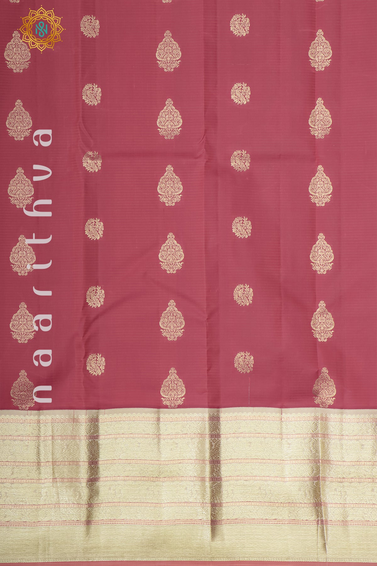 ORANGISH PINK WITH CREAM - PURE KANJIVARAM SILK