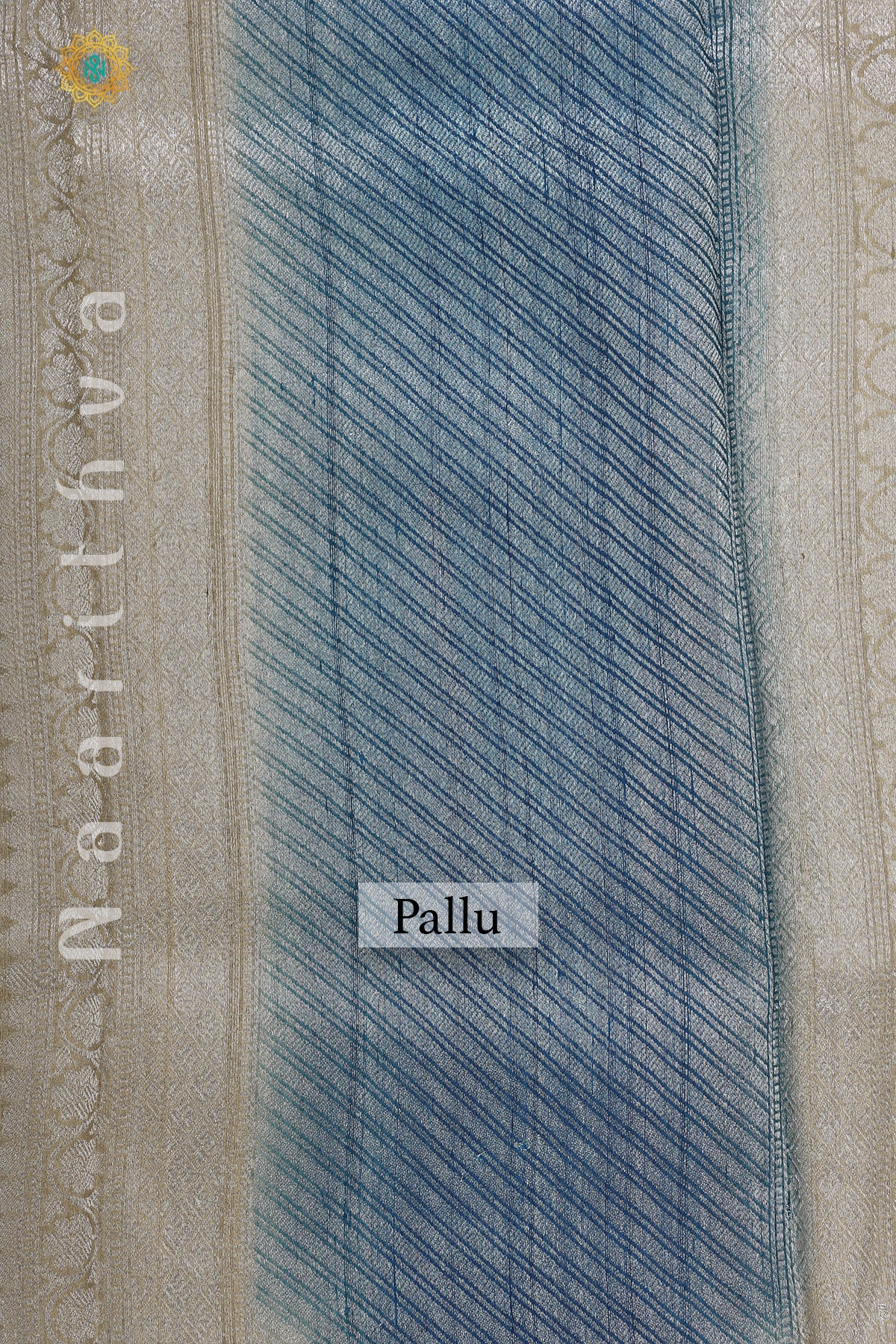 BROWN WITH BLUE - PURE TUSSAR SILK