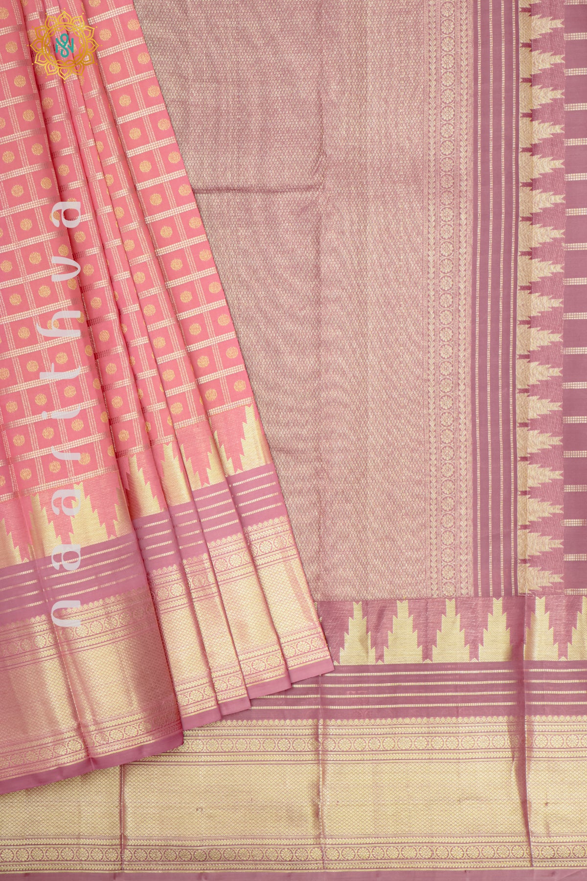 PEACH WITH MAUVE - PURE KANJIVARAM SILK