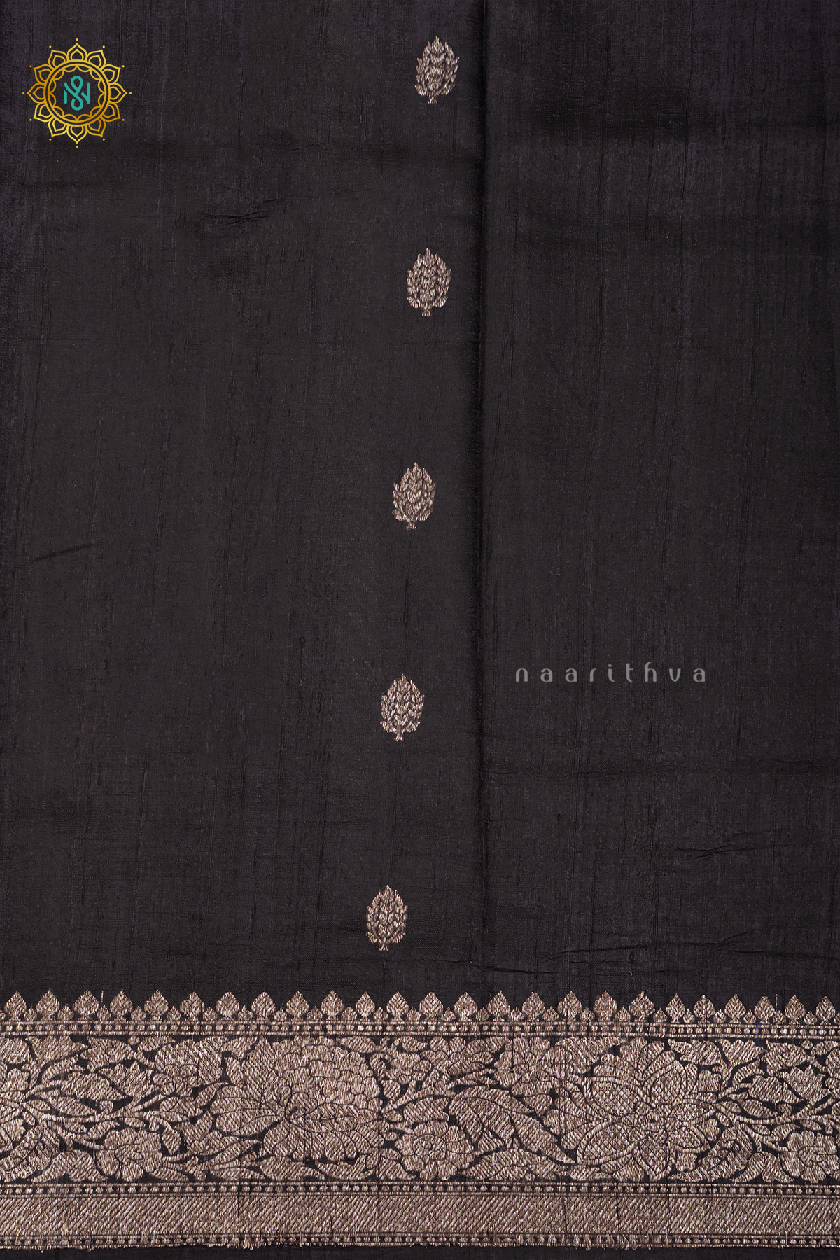 BLACK WITH MAROON - PURE BANARASI RAW SILK