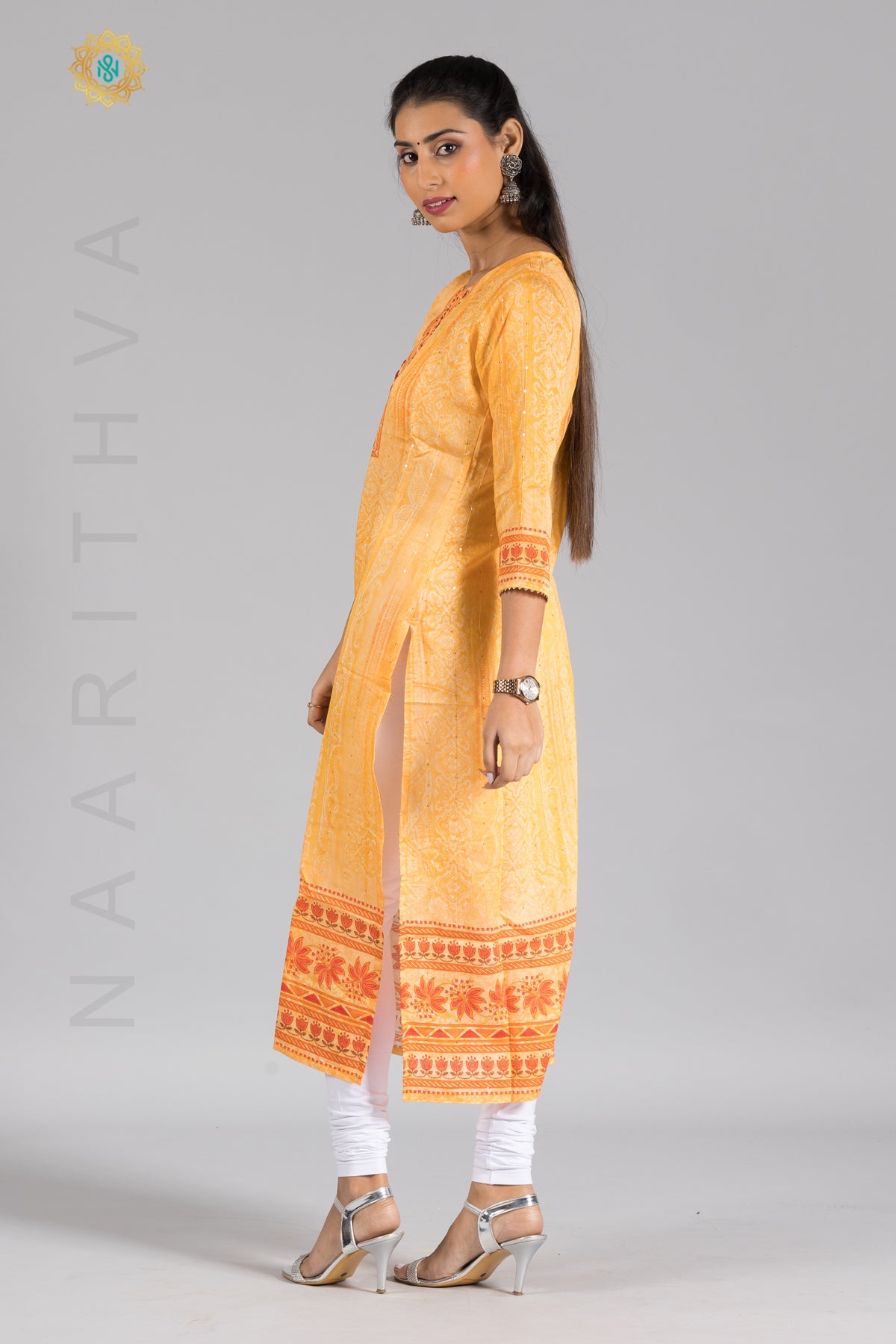 YELLOW - CASUAL KURTI WITH THREAD & SEQUINS WORK