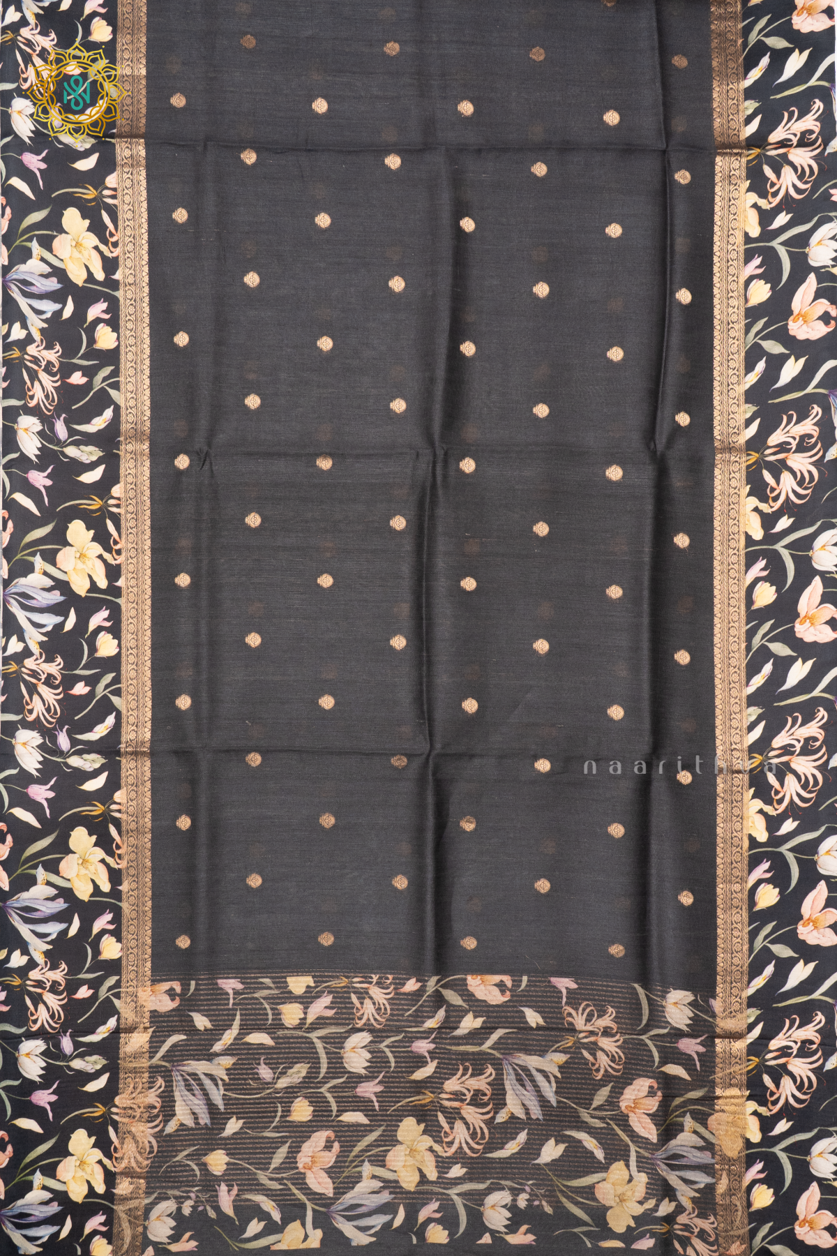BLACK - PURE TUSSAR SILK