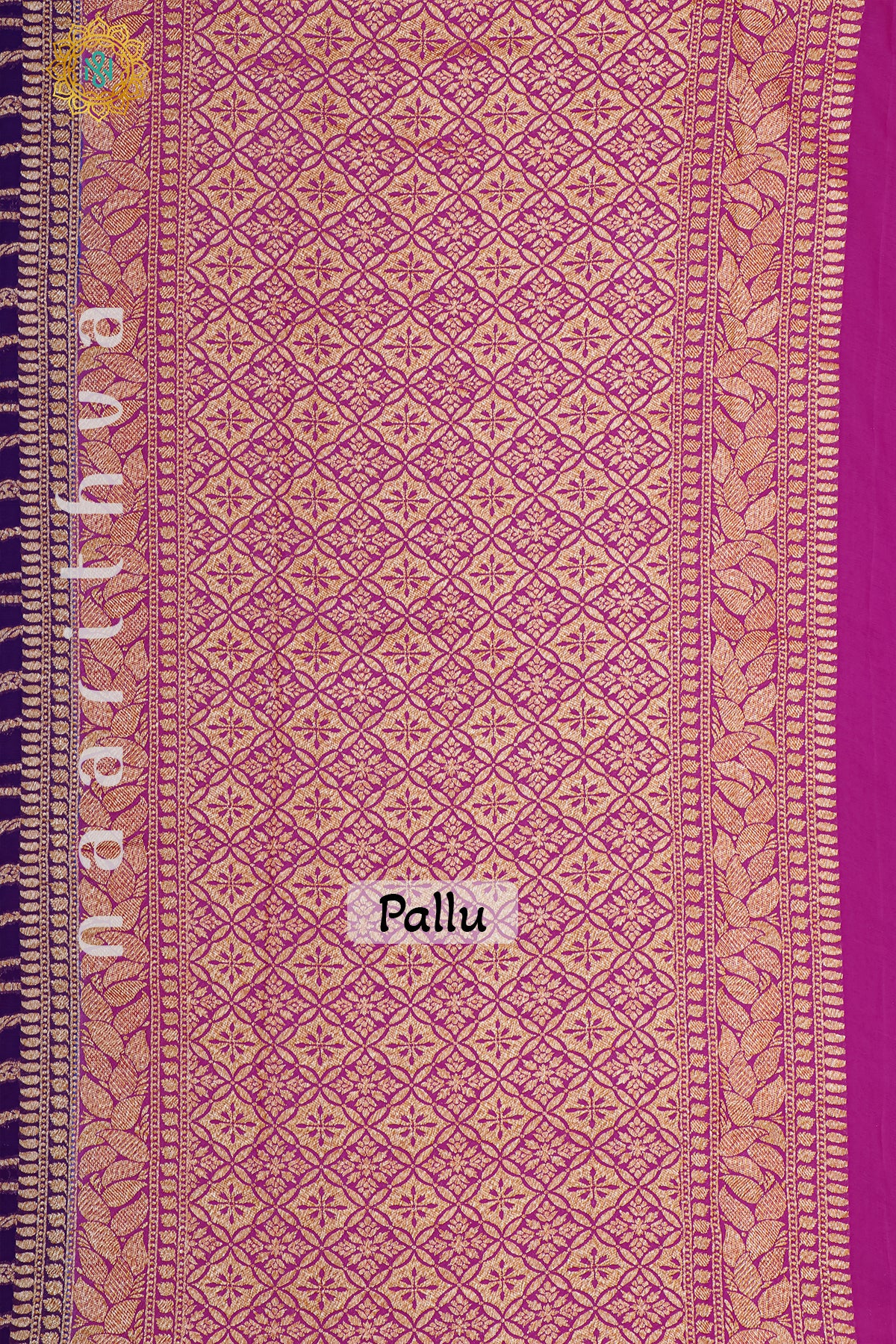 PURPLE WITH PINK - PURE HANDLOOM KHADDI GEORGETTE BANARAS