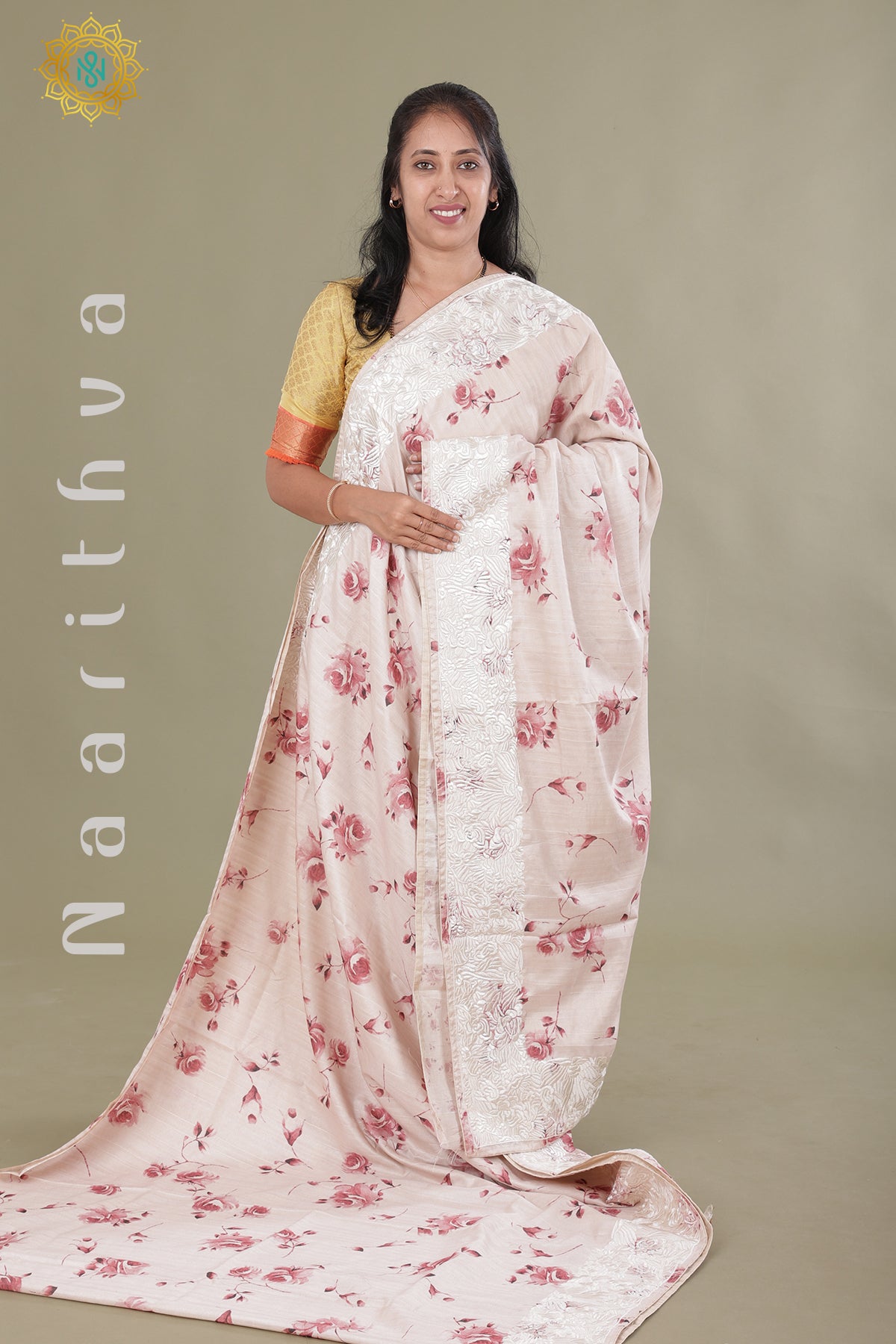 BEIGE WITH PINK - KOTHA TUSSAR