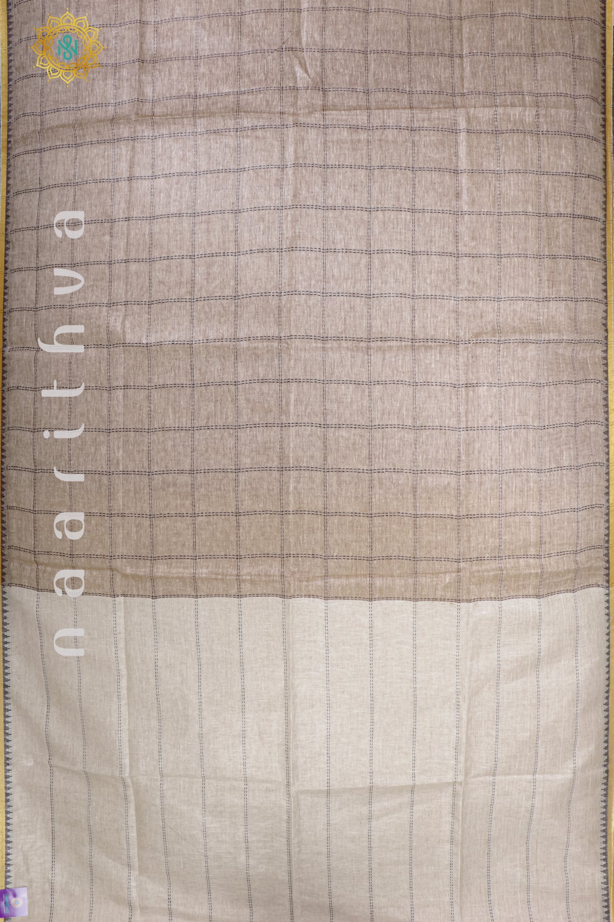 LIGHT BROWN WITH OFF WHITE - PURE LINEN