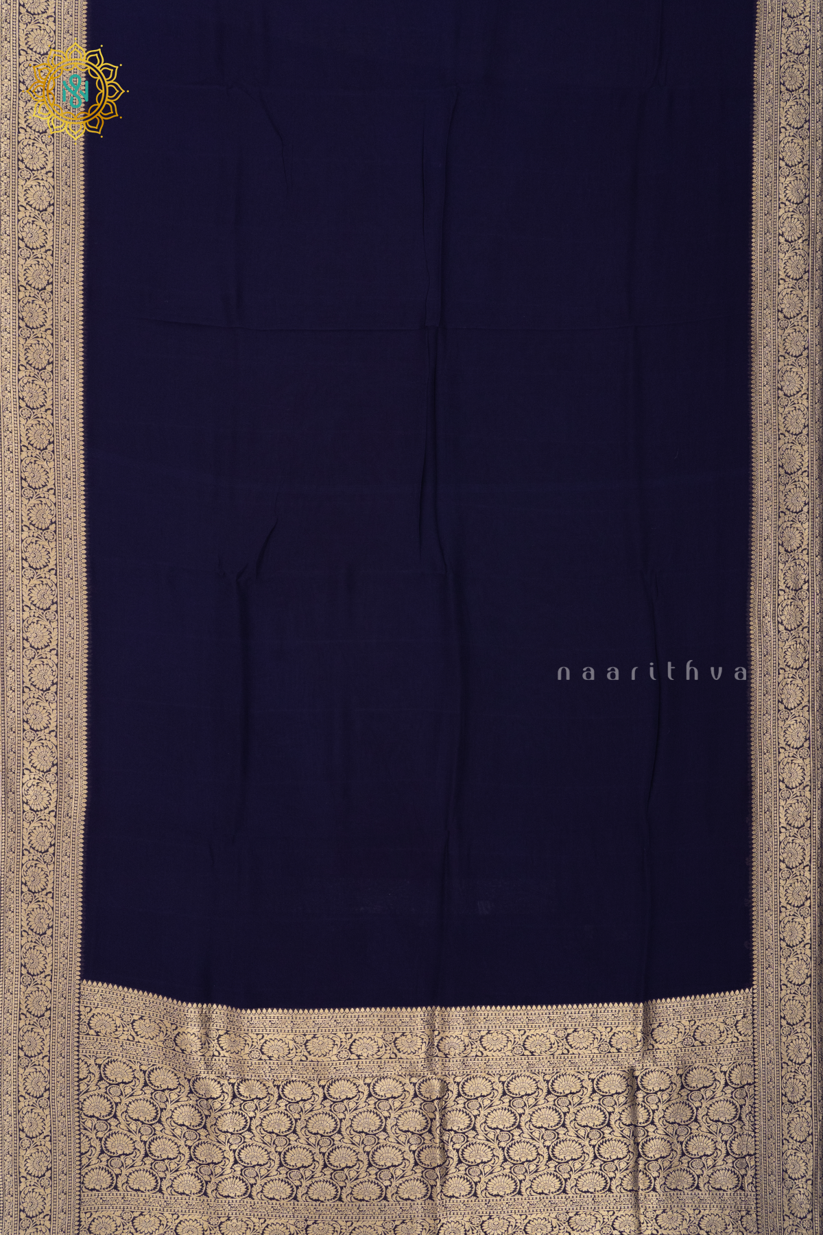 NAVY BLUE WITH RED - SEMI GEORGETTE