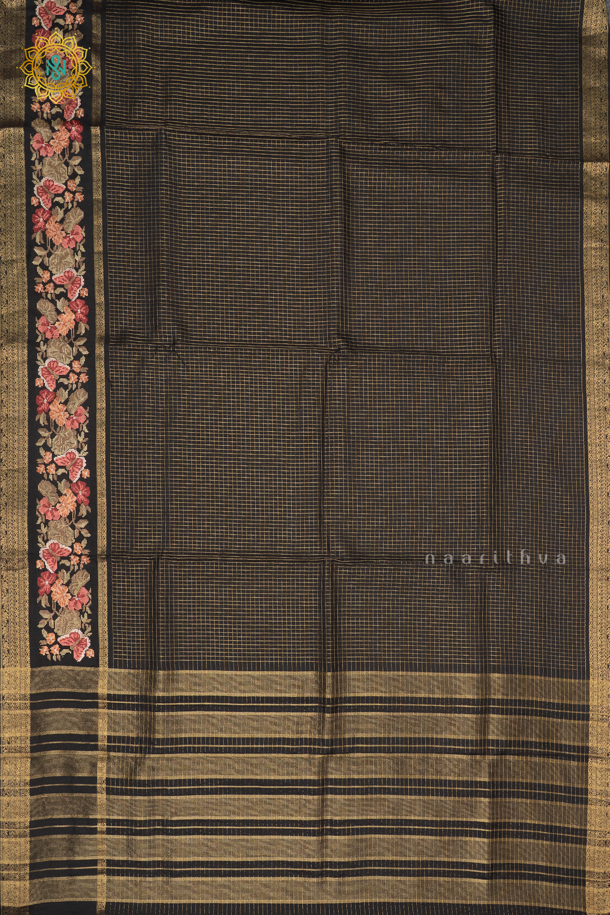 BLACK - SEMI CREPE SILK WITH EMBROIDERY