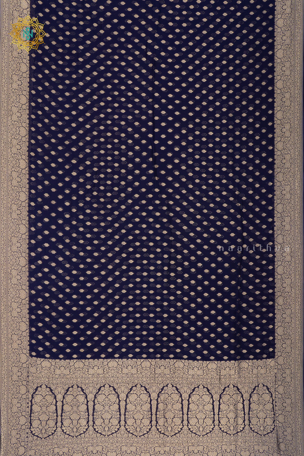 NAVY BLUE WITH RED - SEMI GEORGETTE