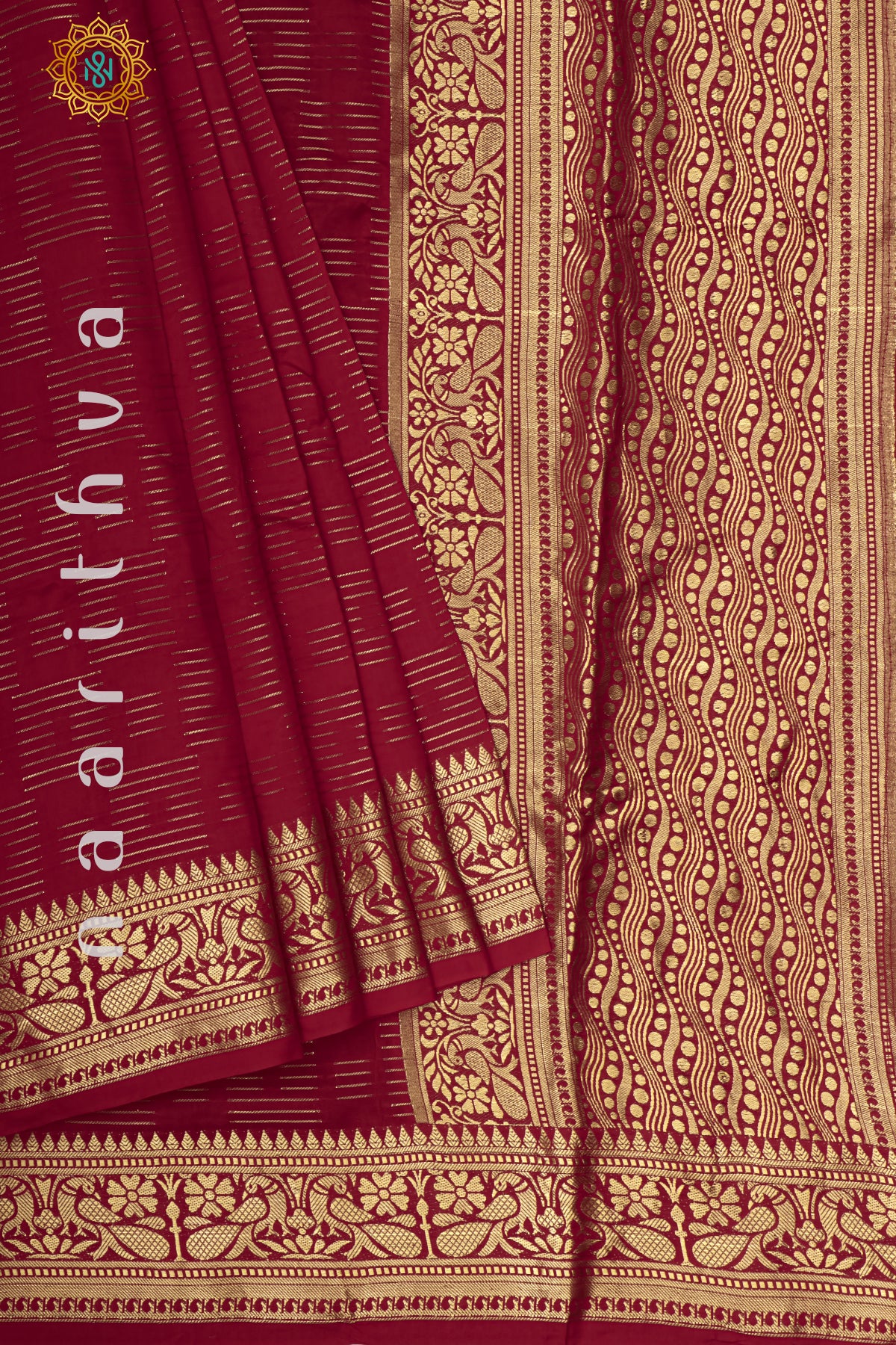 RED WITH BOTTLE GREEN - DOLA SILK