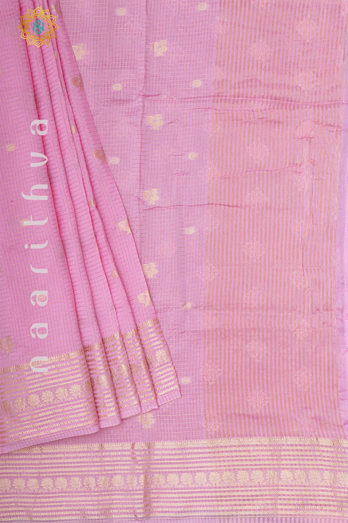 BABY PINK WITH RANI PINK - DOLA SILK