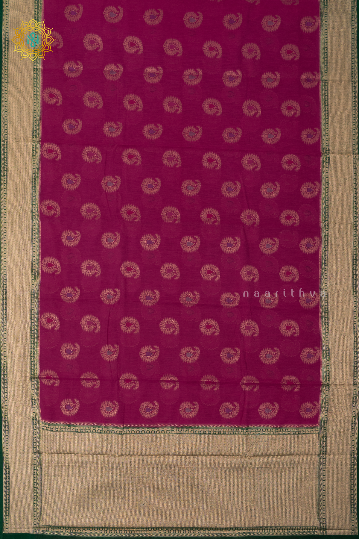 PINK WITH GREEN - JUTE COTTON