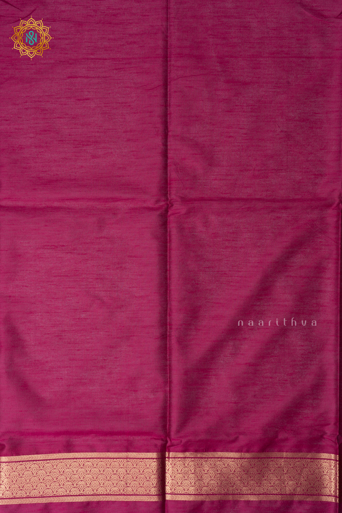 Navy Blue With Pink Semi Raw Silk Saree Zari Buttas On The Body With Contrast Zari Border & Pallu