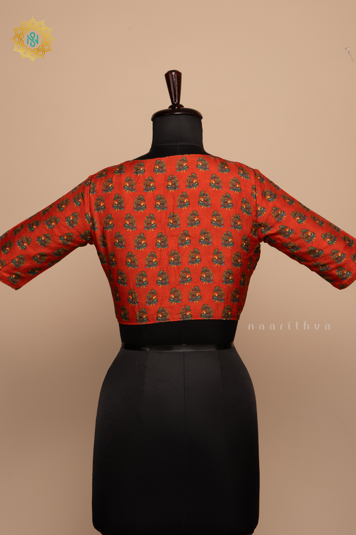 Orange - Dola Silk Readymade Blouse Allover Prints On the Body