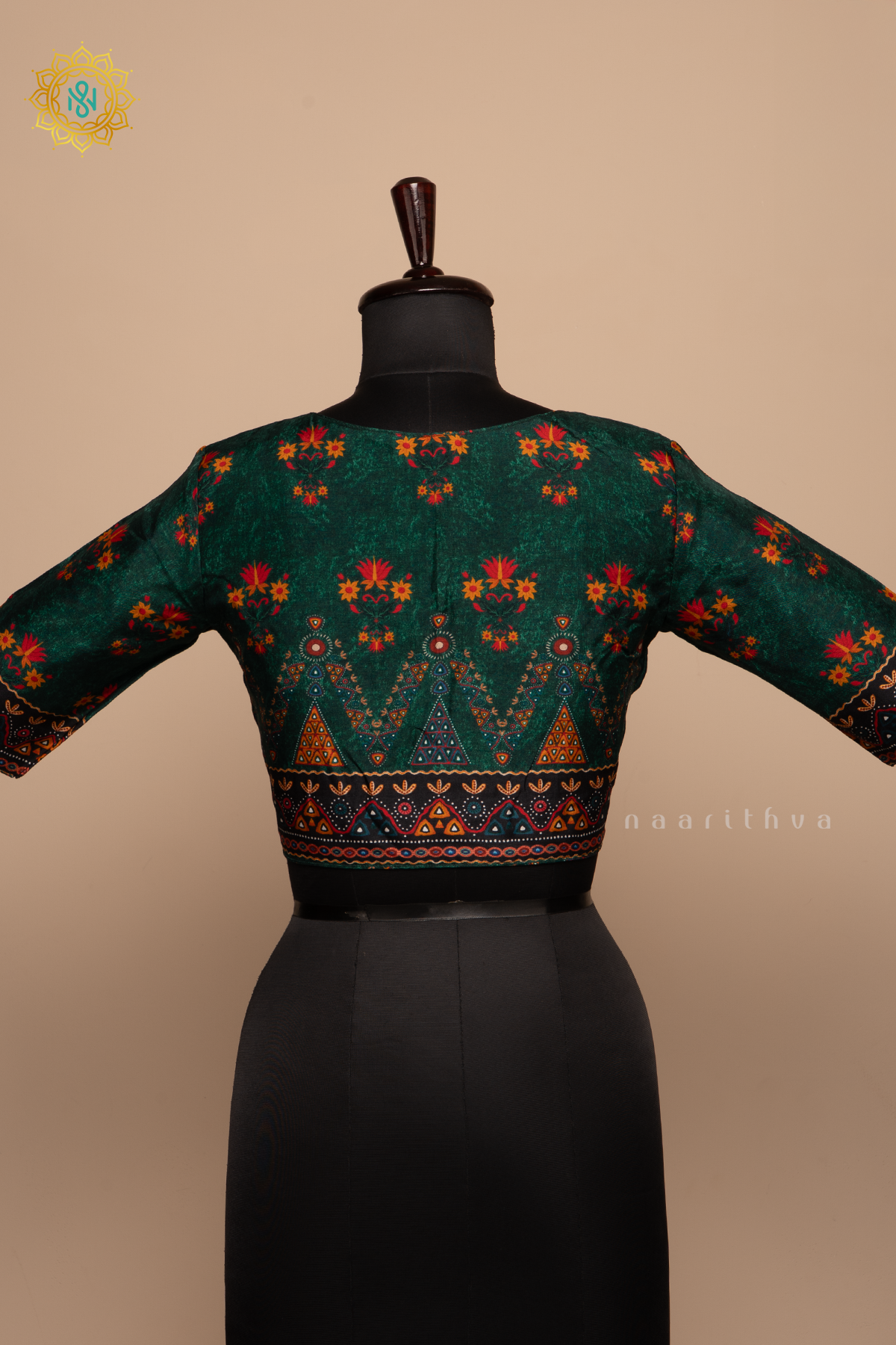 Green - Dola Silk Readymade Blouse Allover Prints On the Body