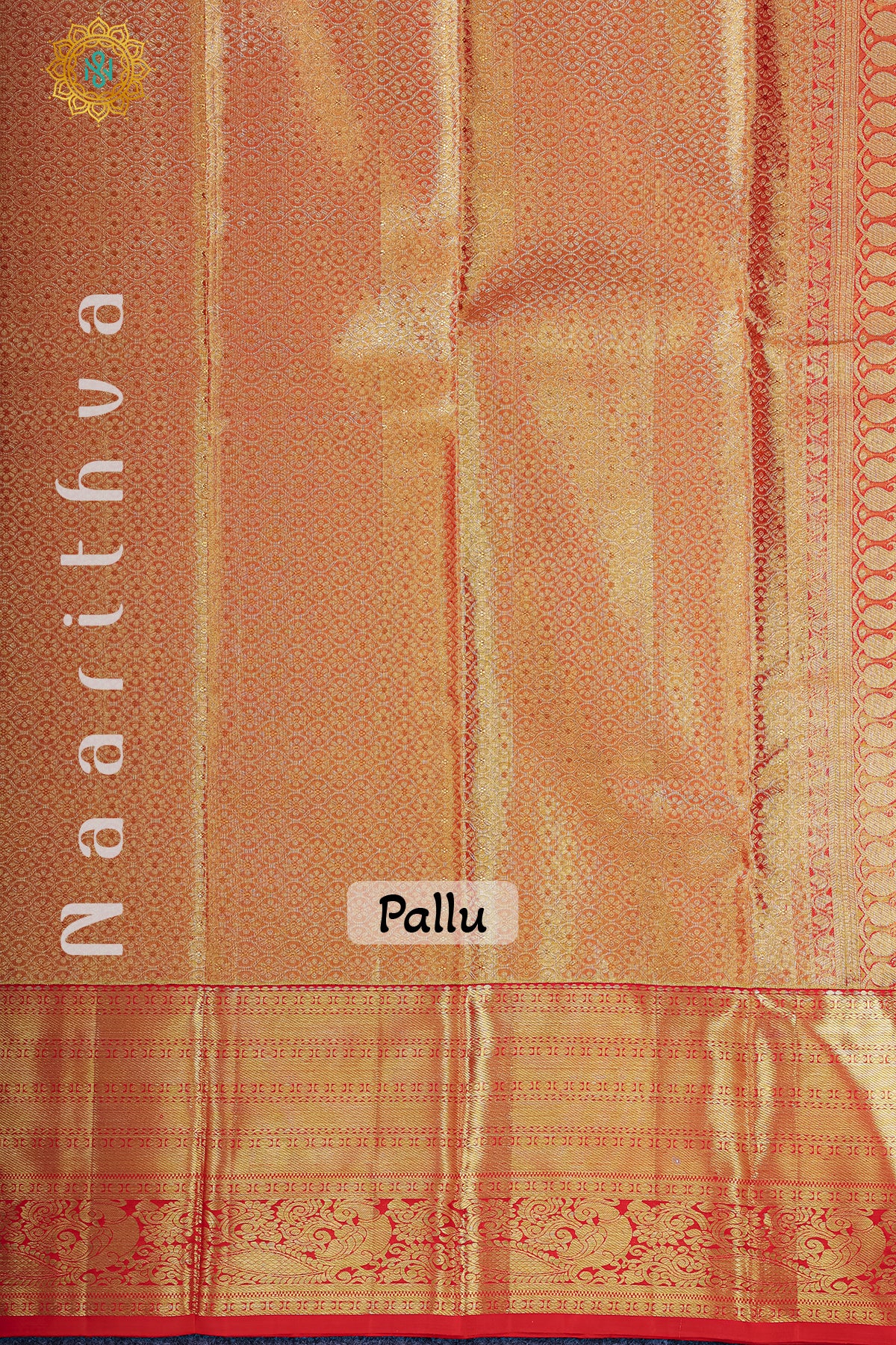 GOLD TISSUE WITH RED - PURE KANJIVARAM SILK