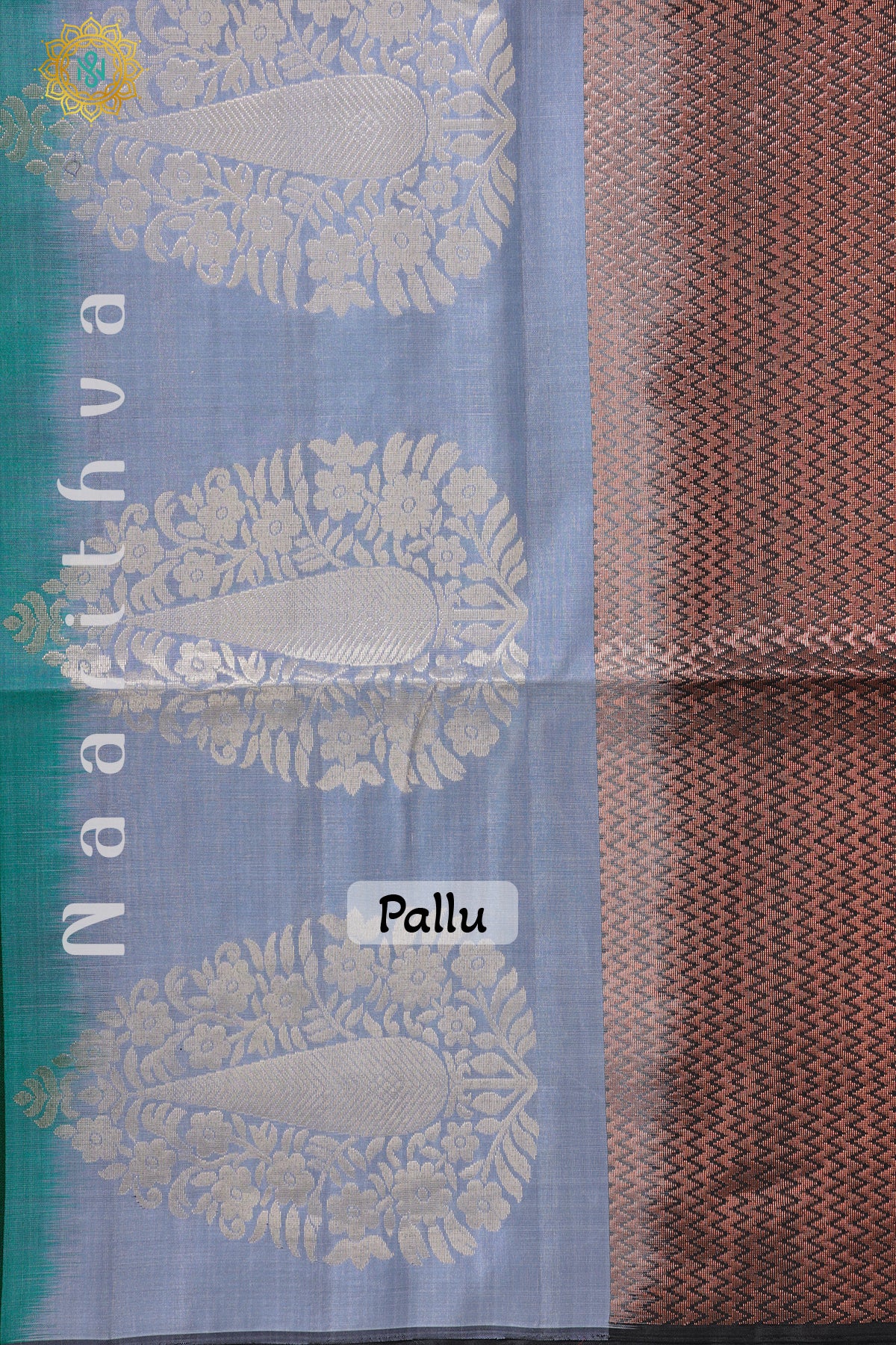 GREEN WITH BLACK & GREY - PURE KANJIVARAM SOFT SILK