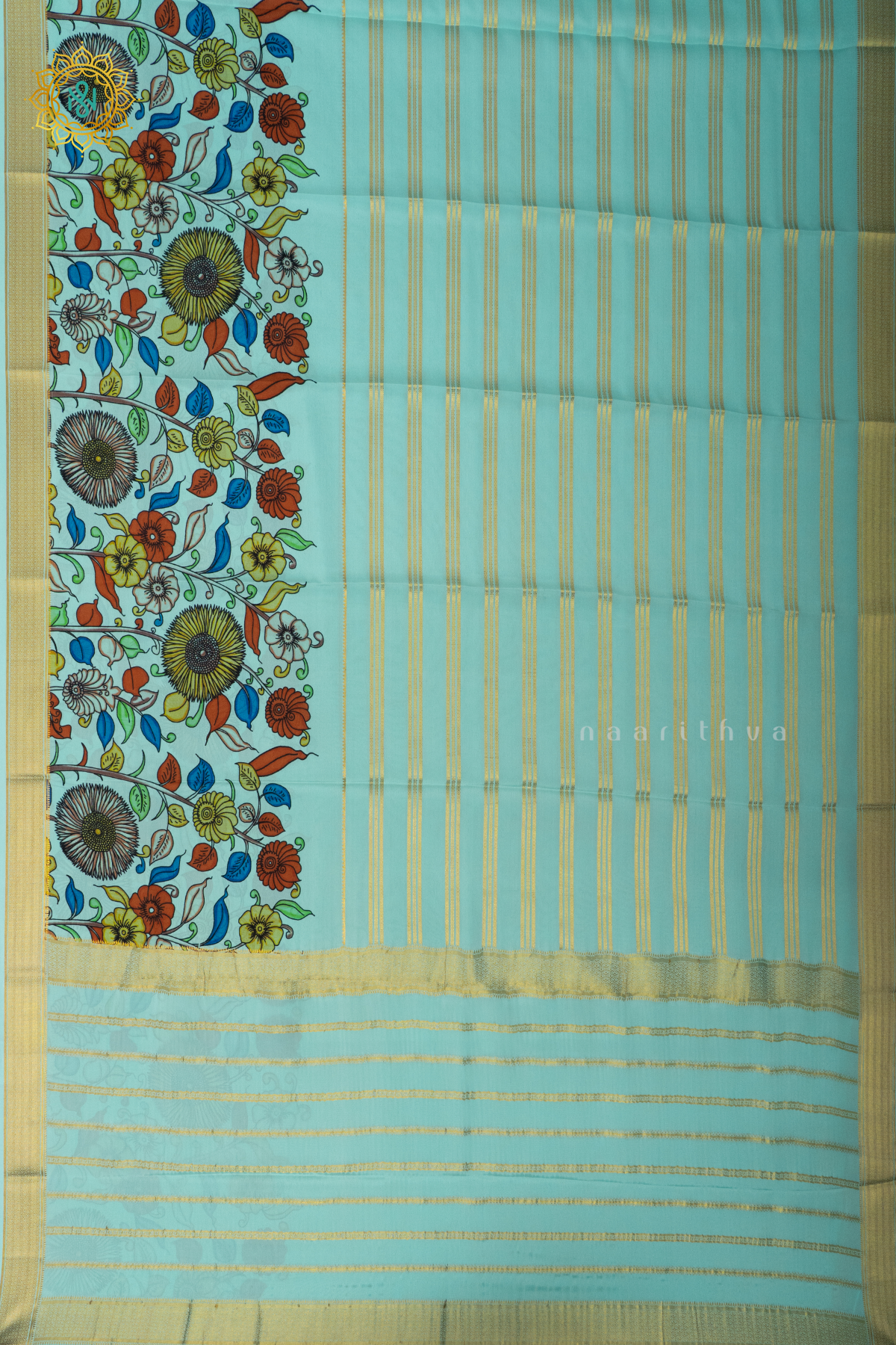 AQUA GREEN - PURE MYSORE CREPE SILK