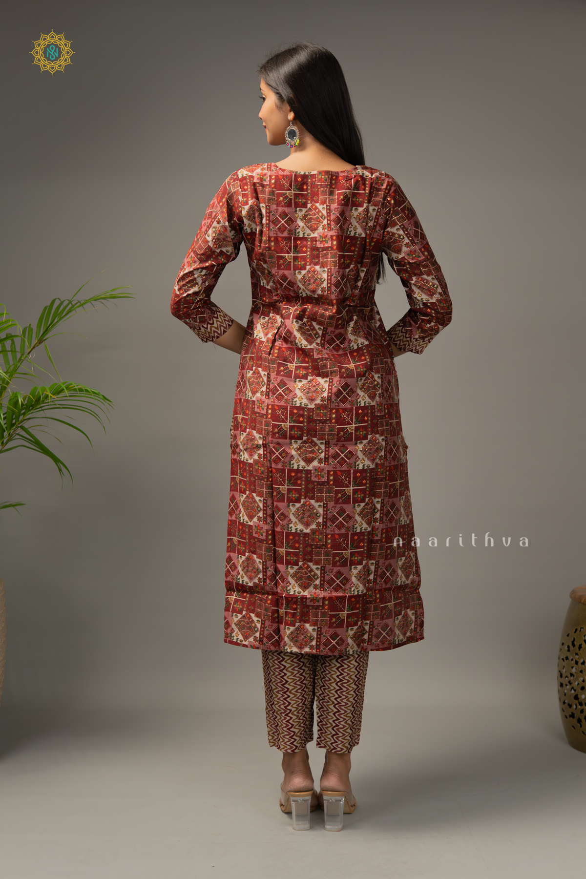 MAROON - RAYON 3PC SALWAR SUIT WITH PRINTED TOP, BOTTOM & DUPATTA