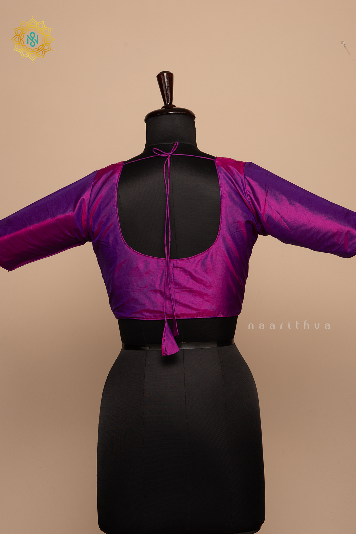 Dual Shade Of Purple - Semi Silk Readymade Blouse Allover Plain Body