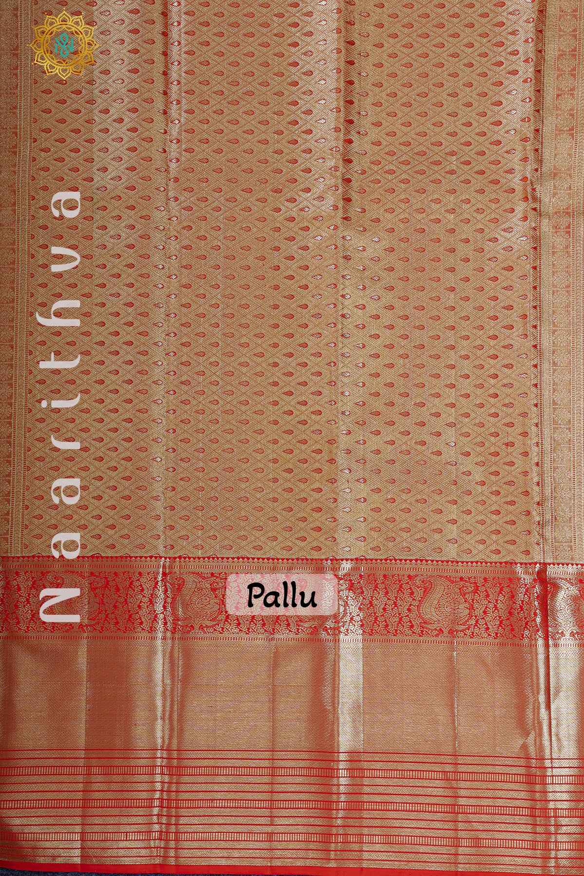 GOLD TISSUE WITH RED - PURE KANJIVARAM SILK