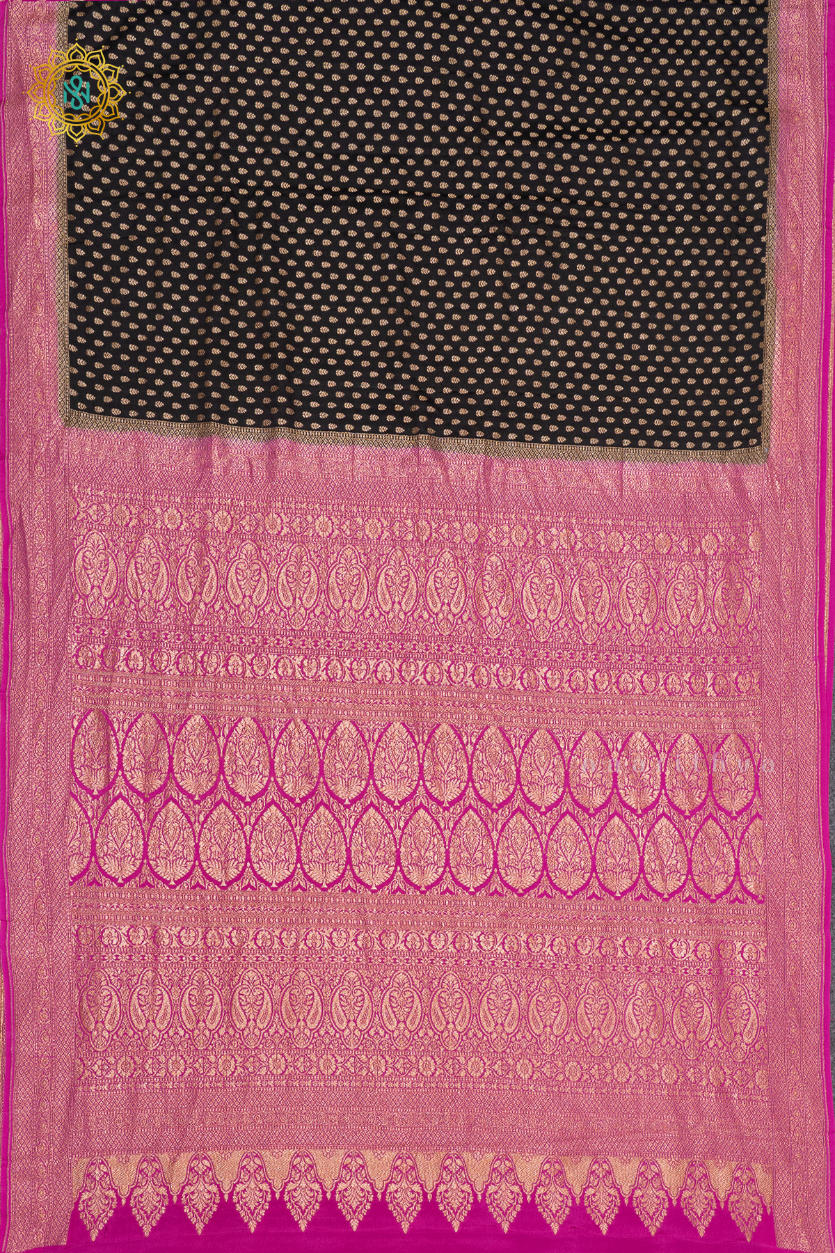 BLACK WITH PINK - PURE BANARASI CREPE SILK