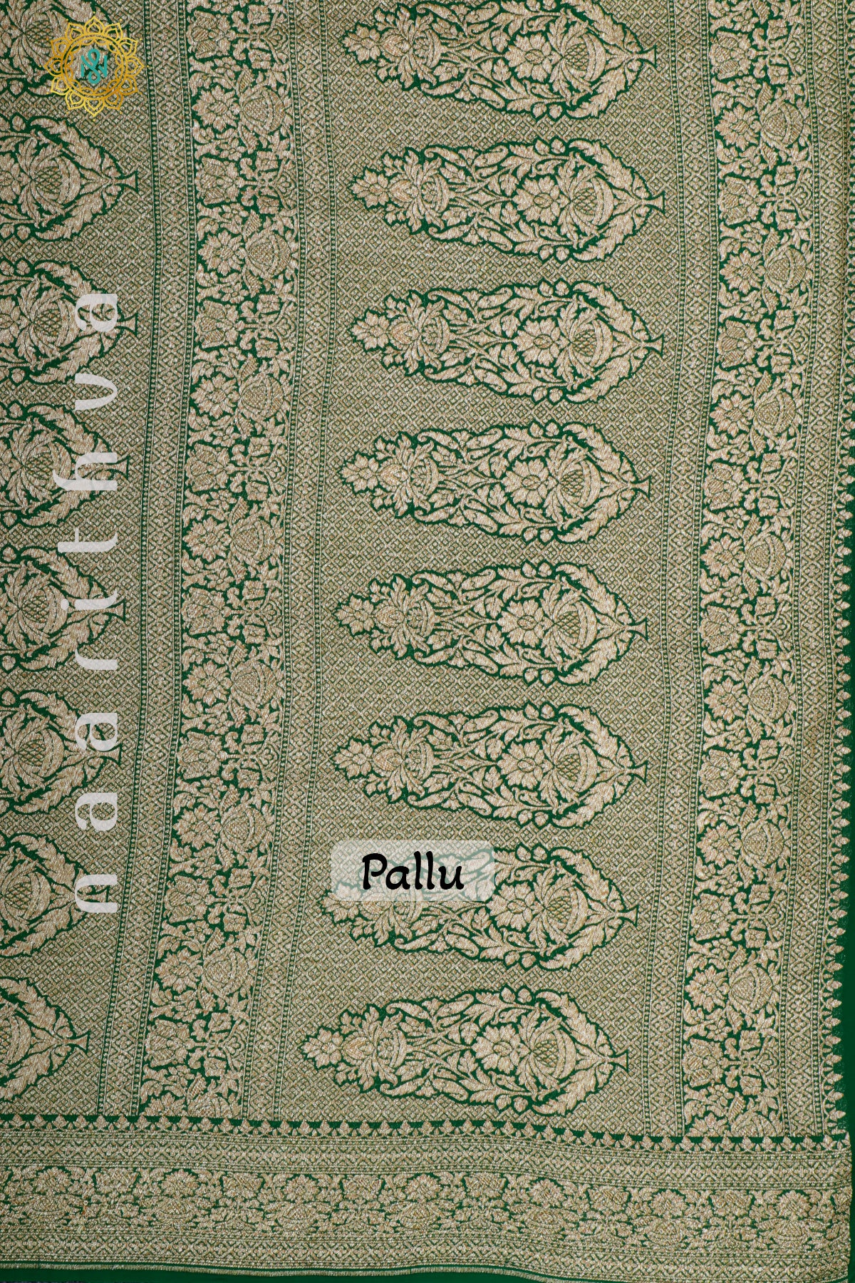 BLUE WITH GREEN - PURE HANDLOOM KHADDI GEORGETTE BANARAS