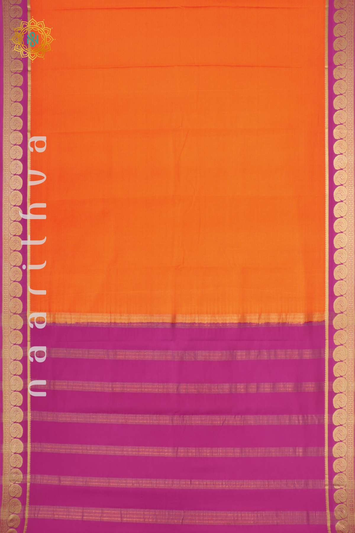 ORANGE WITH PINK - PURE MYSORE CREPE SILK