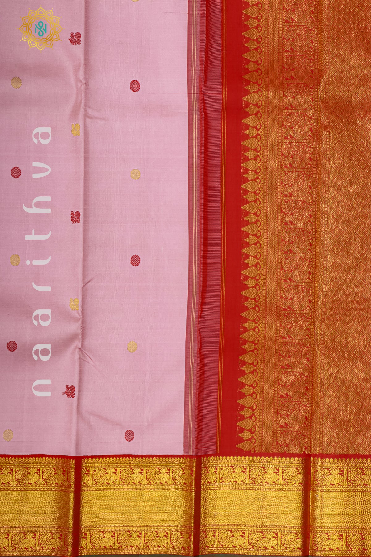 LIGHT PINK WITH RED - PURE KANJIVARAM SILK