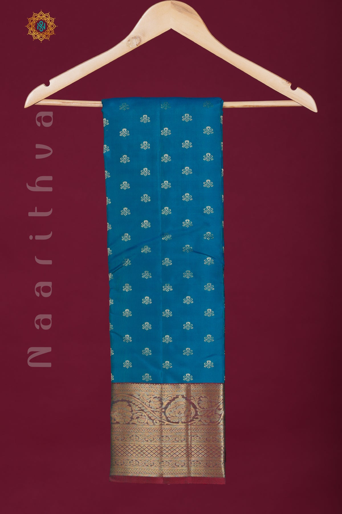 BLUE WITH MAROON - KANJIVARAM PURE MIX