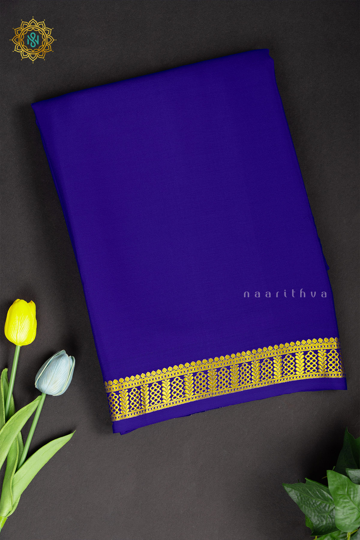ROYAL BLUE - PURE MYSORE CREPE SILK