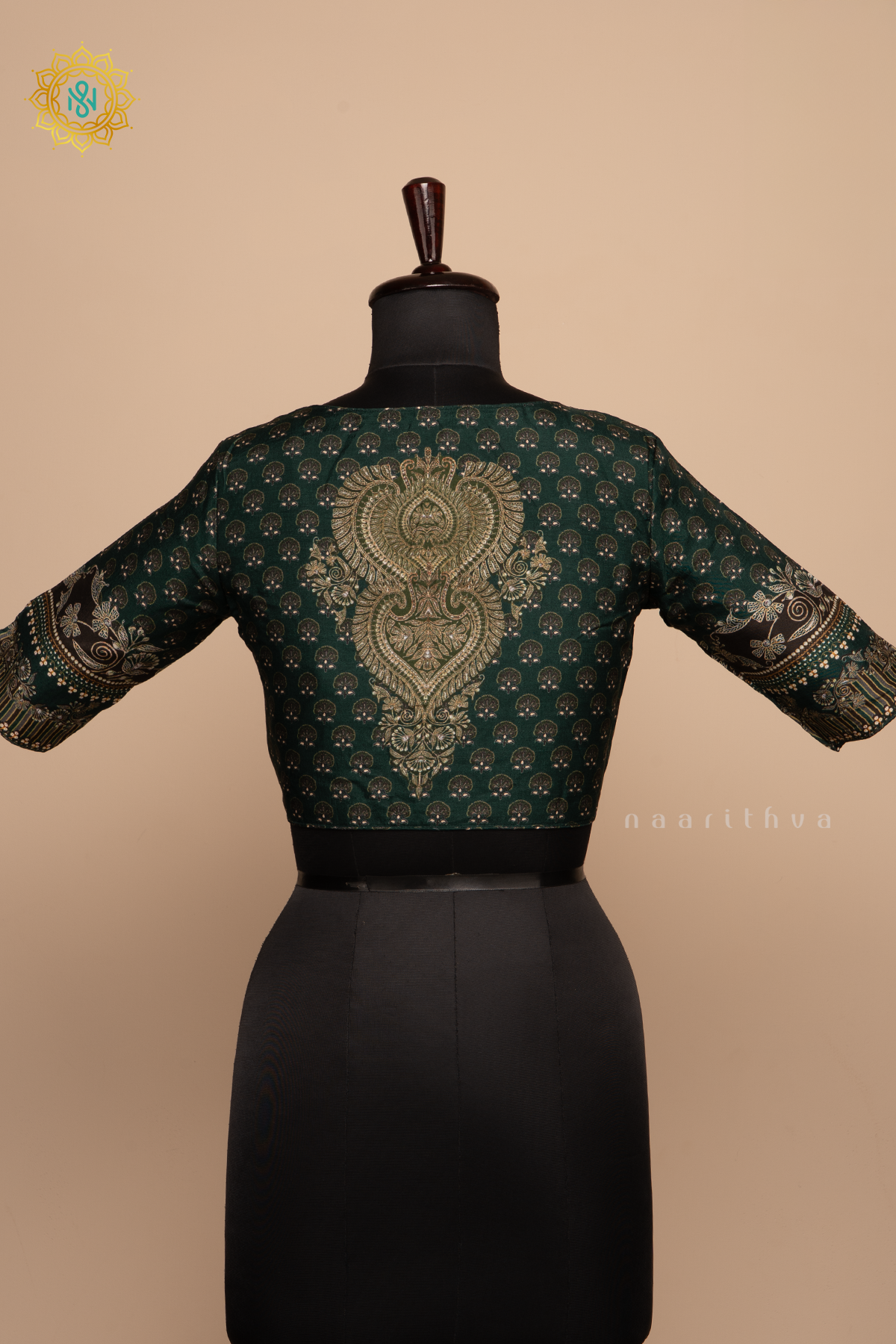 Green - Dola Silk Readymade Blouse Allover Prints On the Body