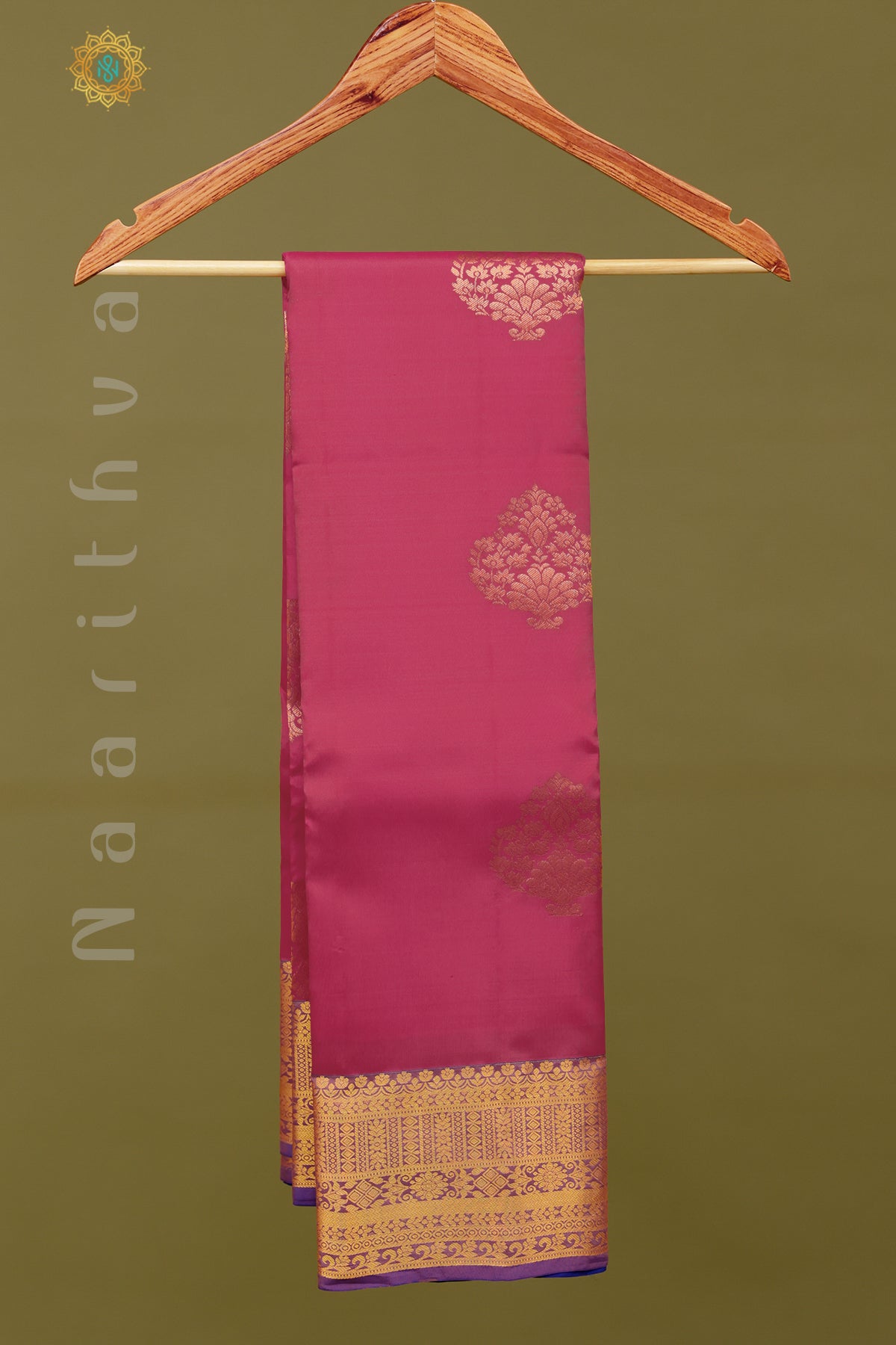 PINK WITH ROYAL BLUE - KANJIVARAM PURE MIX