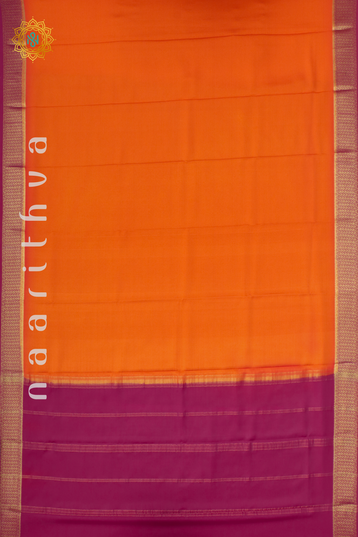 ORANGE WITH PINK - PURE MYSORE CREPE SILK