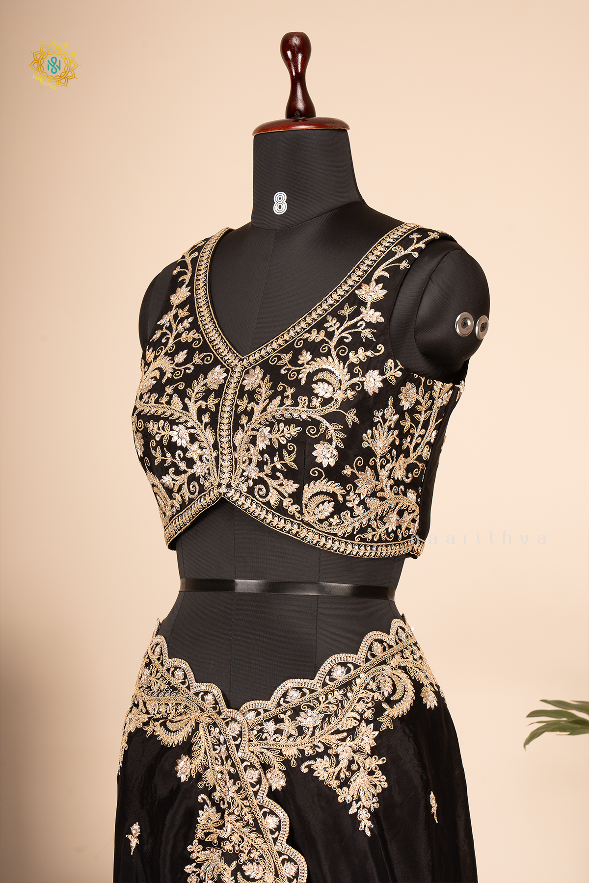 Black Chinnon Designer Wear Saree with Readymade Blouse