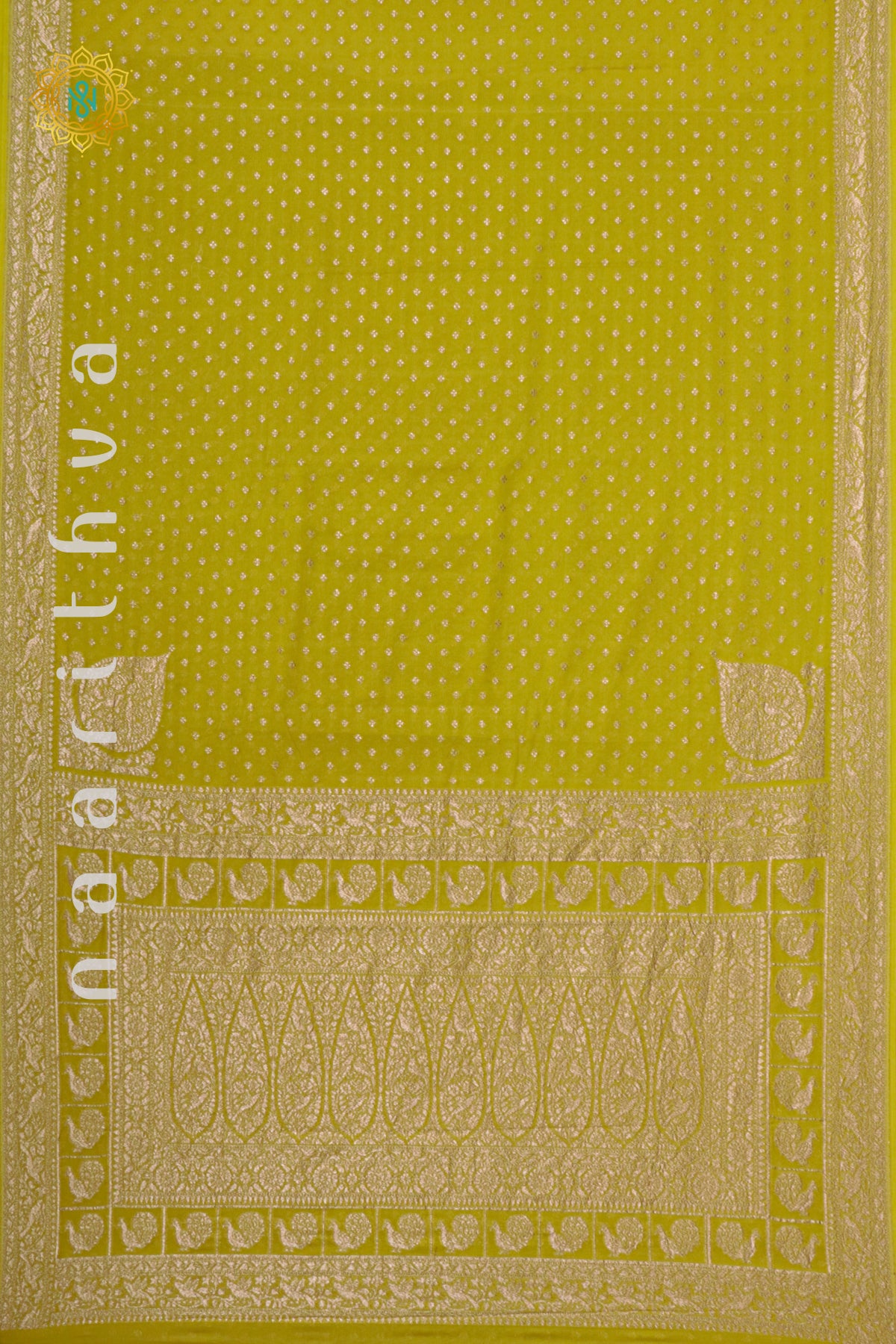 LEMON YELLOW - PURE BANARASI KHADDI GEORGETTE