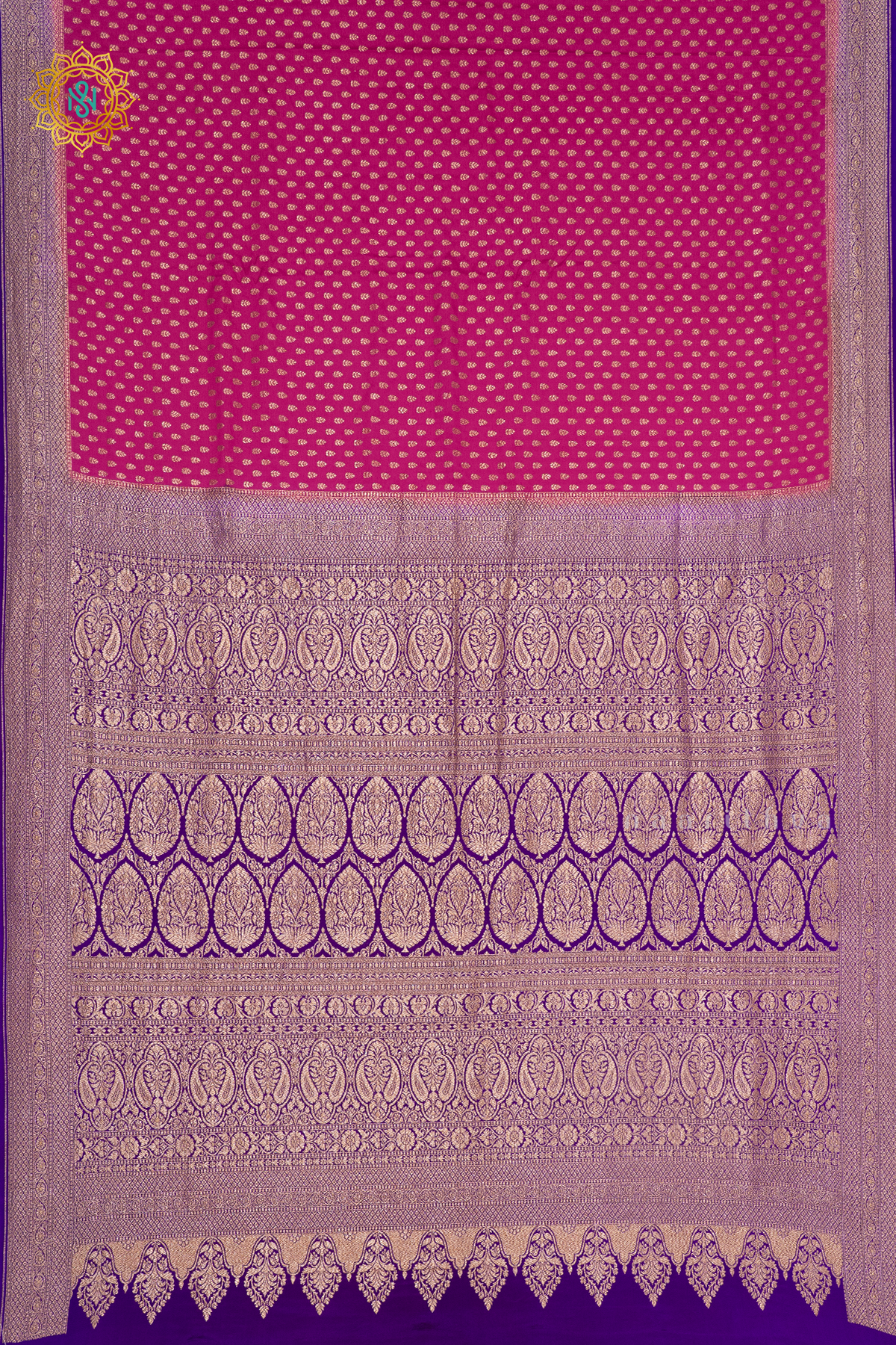 PINK WITH PURPLE - PURE BANARASI CREPE SILK