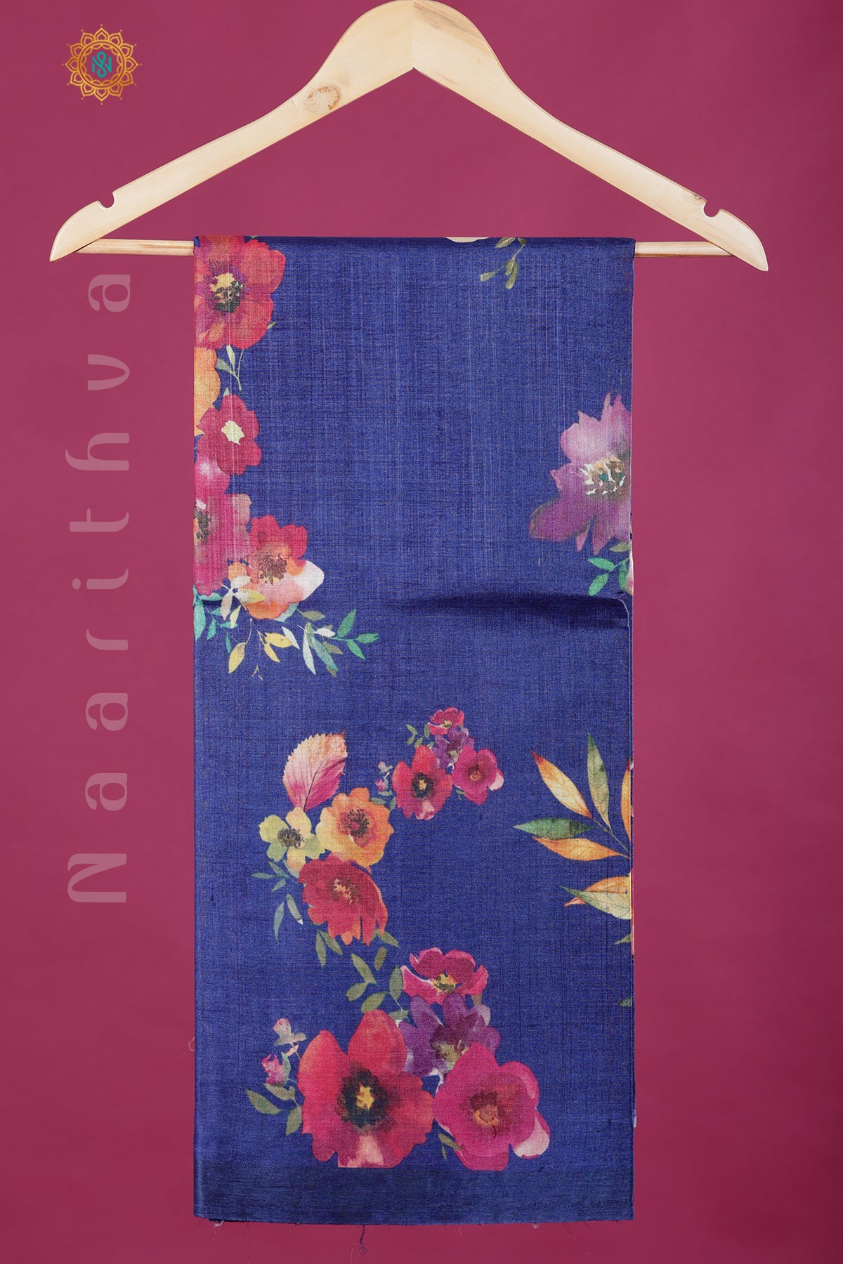 GERMAN BLUE - PURE TUSSAR SILK WITH DIGITAL PRINTS