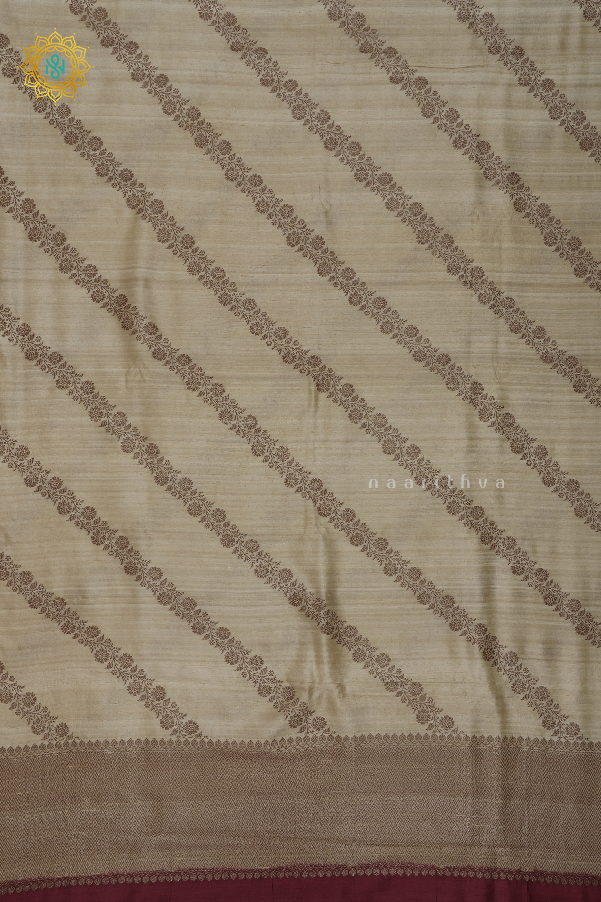 OFF WHITE WITH RED - PURE BANARASI RAW SILK