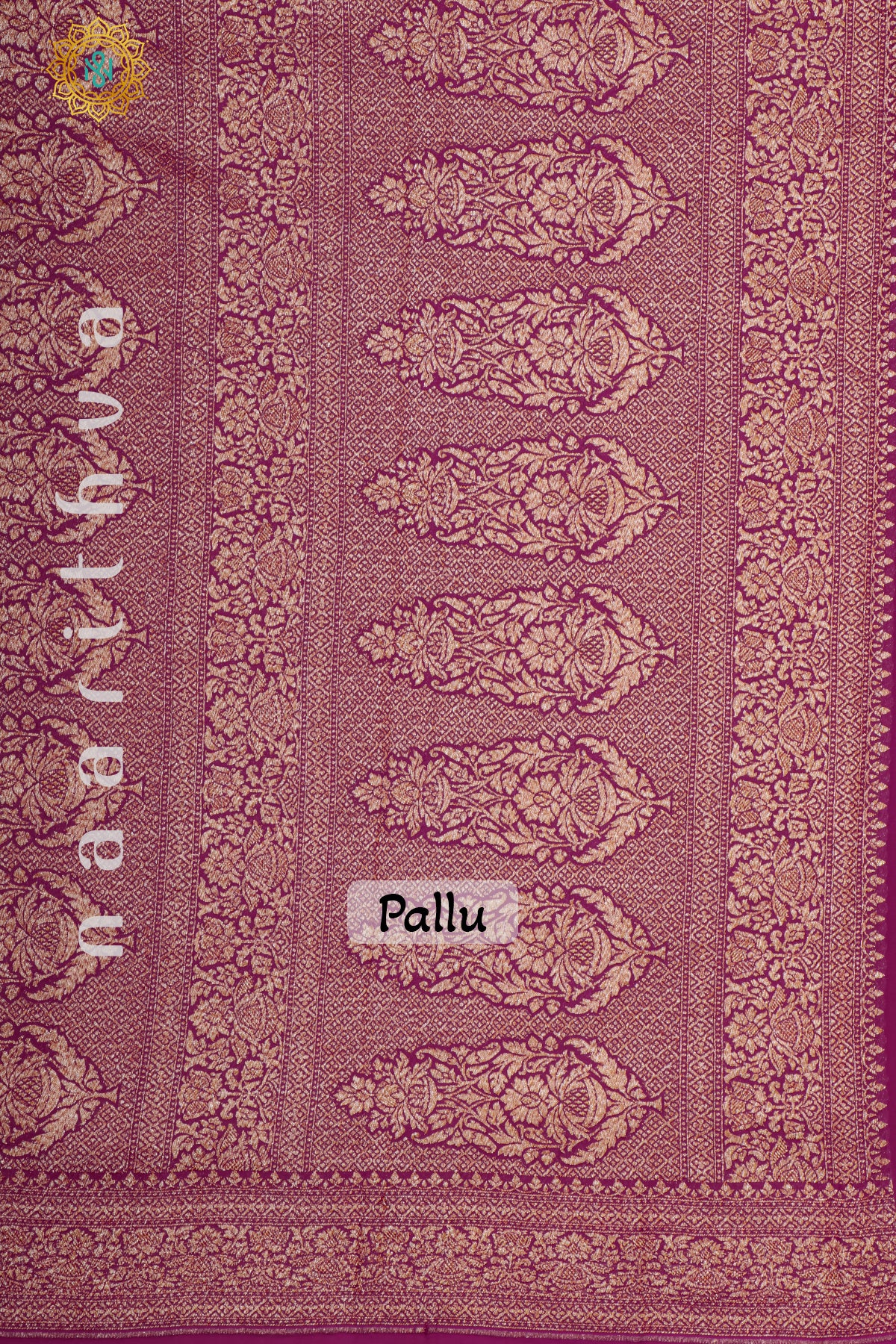 BLUE WITH PINK - PURE HANDLOOM KHADDI GEORGETTE BANARAS