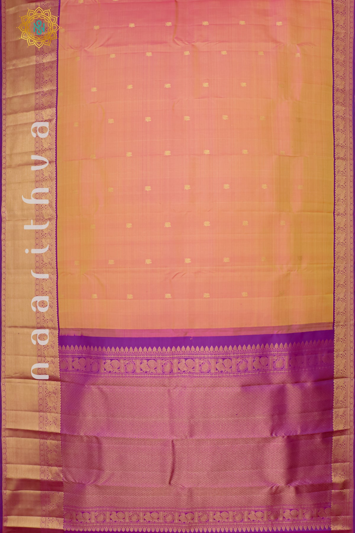 DUAL SHADE OF ORANGE WITH MAGENTA - PURE KANJIVARAM SILK