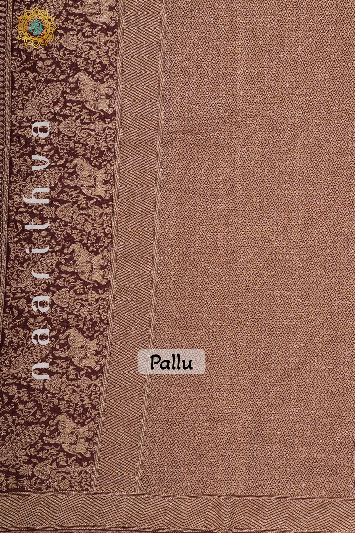 BROWN WITH YELLOW - PURE HANDLOOM KHADDI GEORGETTE BANARAS