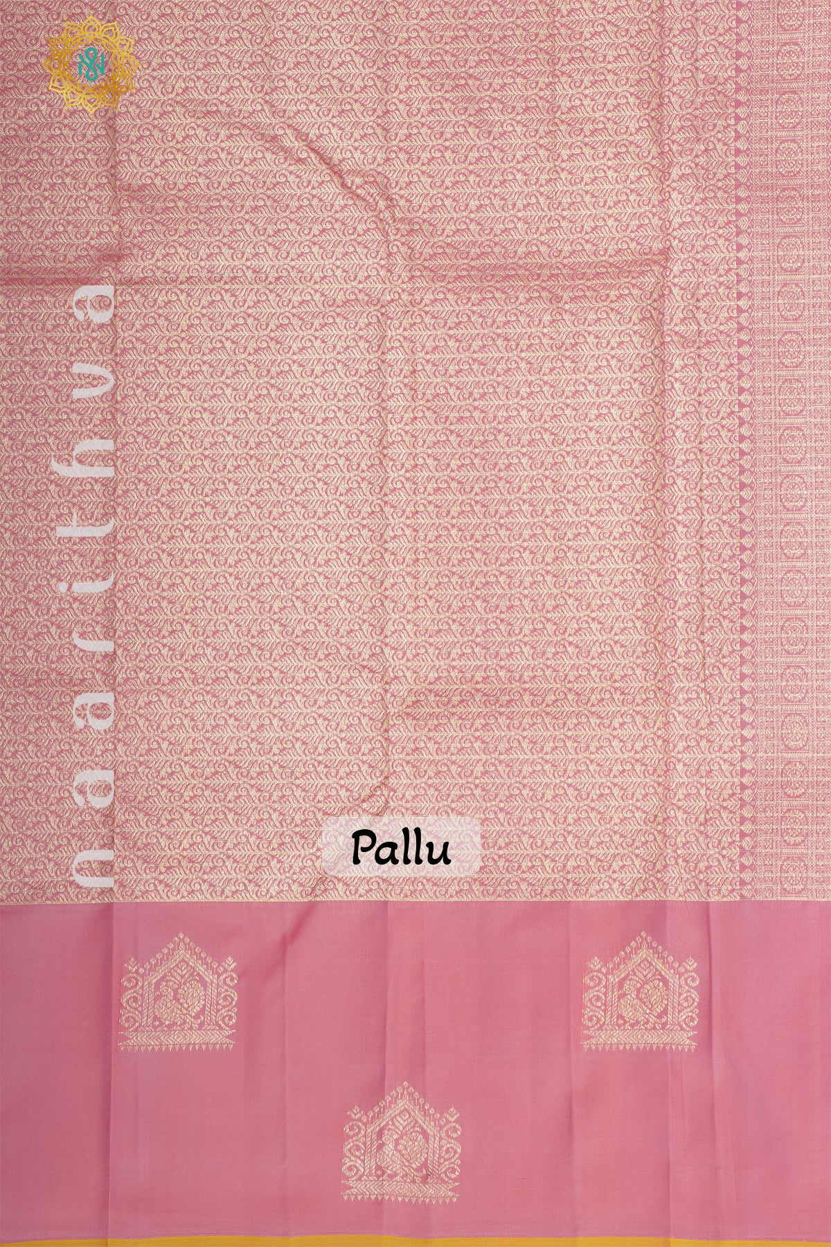 PEACHISH PINK WITH YELLOW - PURE KANJIVARAM SILK