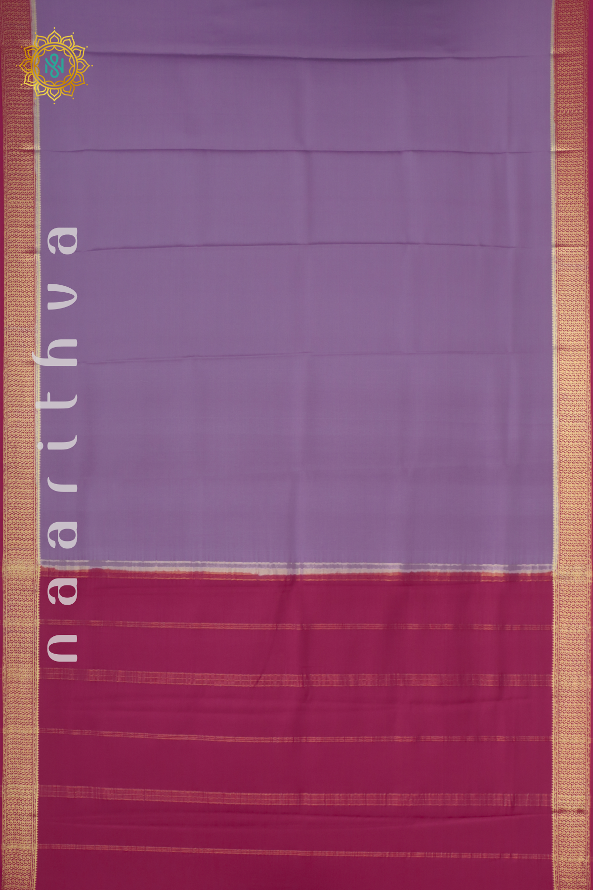 LAVENDER WITH PINK - PURE MYSORE CREPE SILK