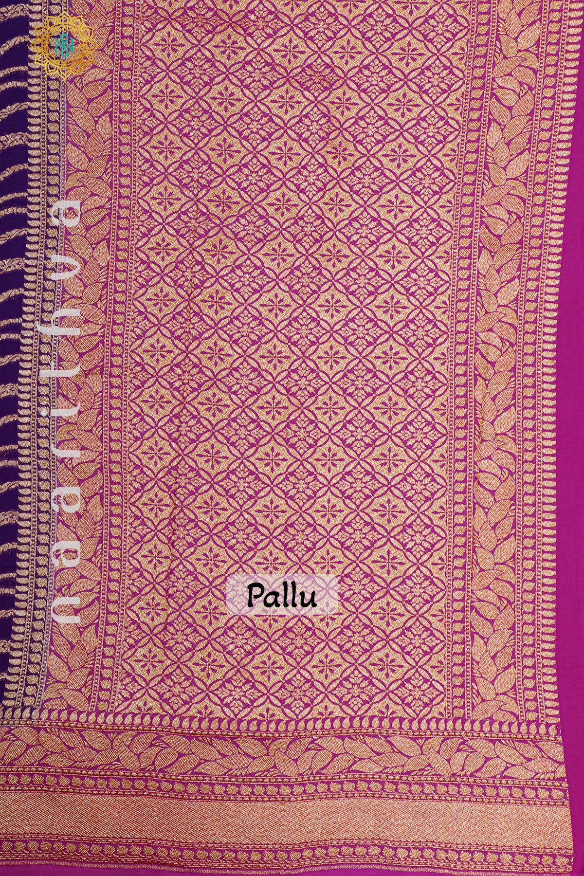 PURPLE WITH PINK - PURE HANDLOOM KHADDI GEORGETTE BANARAS