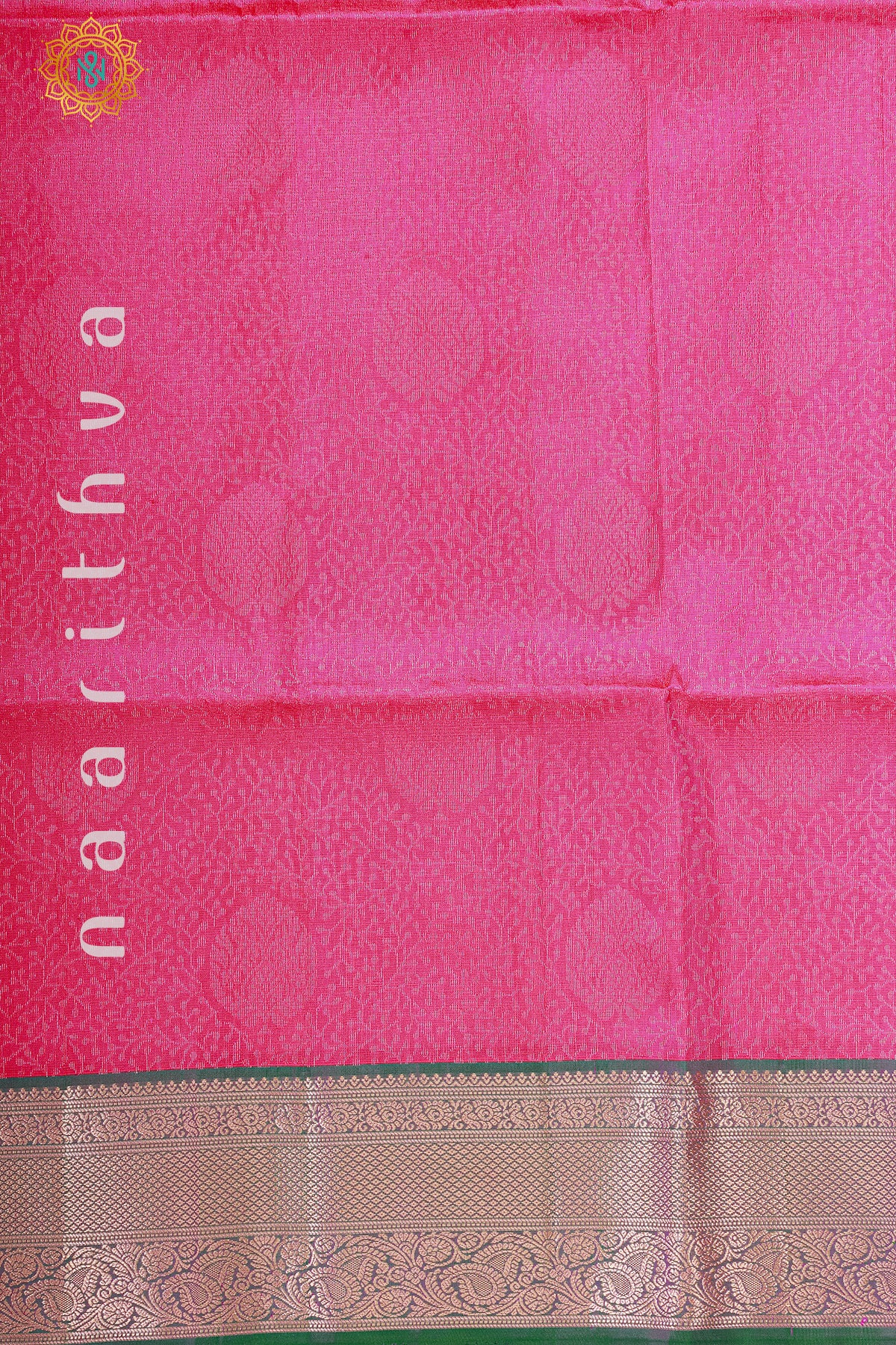 PINKISH ORANGE WITH DUAL SHADE OF GREEN - PURE KANJIVARAM SOFT SILK