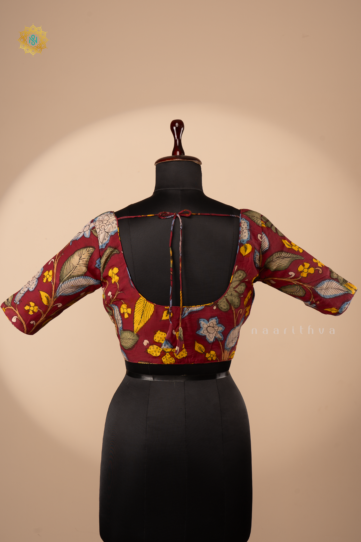 Marooon - Hand Painted Pen Kalamkari Readymade Blouse