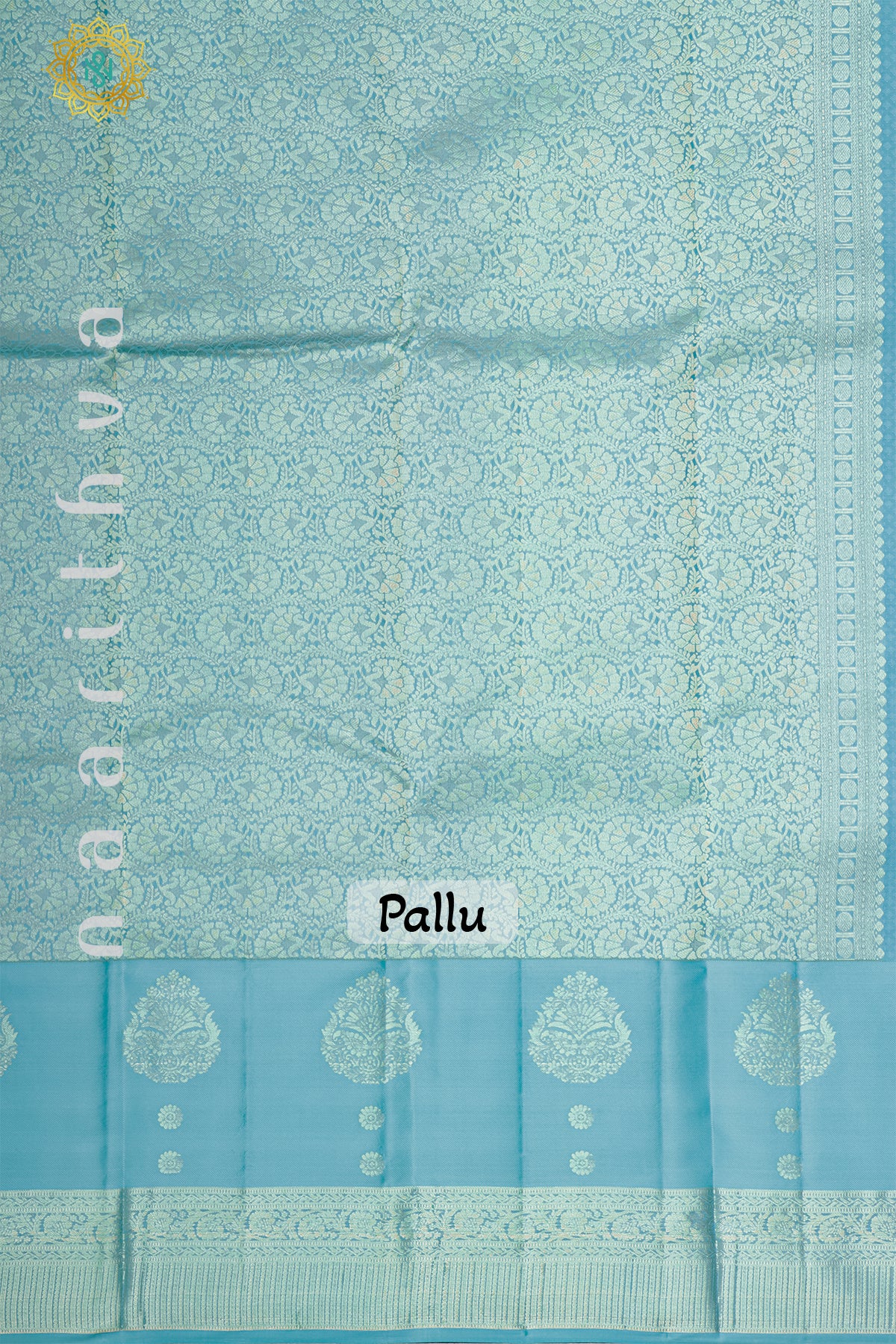 BLACK WITH LIGHT BLUE - PURE KANJIVARAM SILK