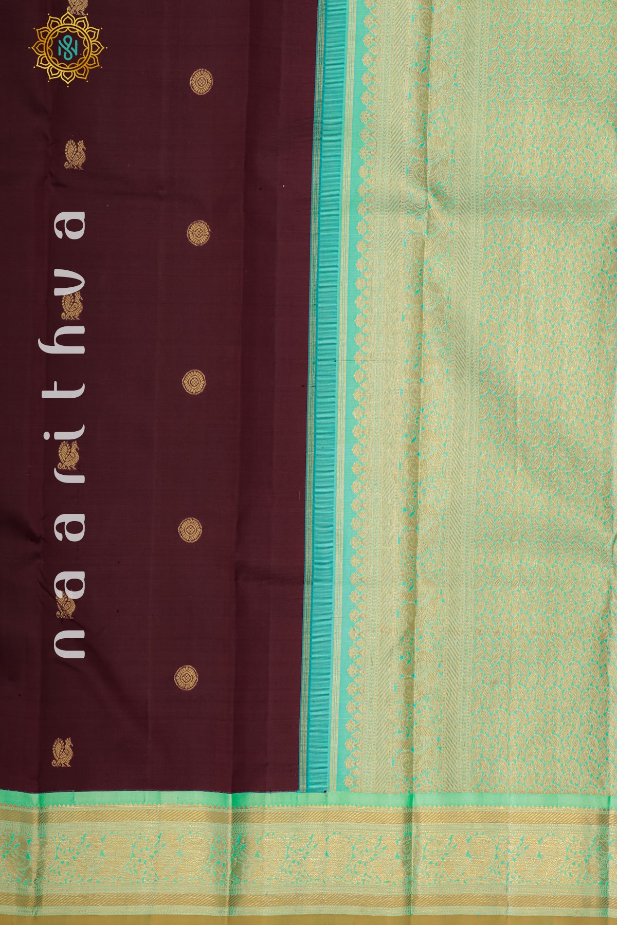 MAROON WITH AQUA GREEN - PURE KANJIVARAM SILK