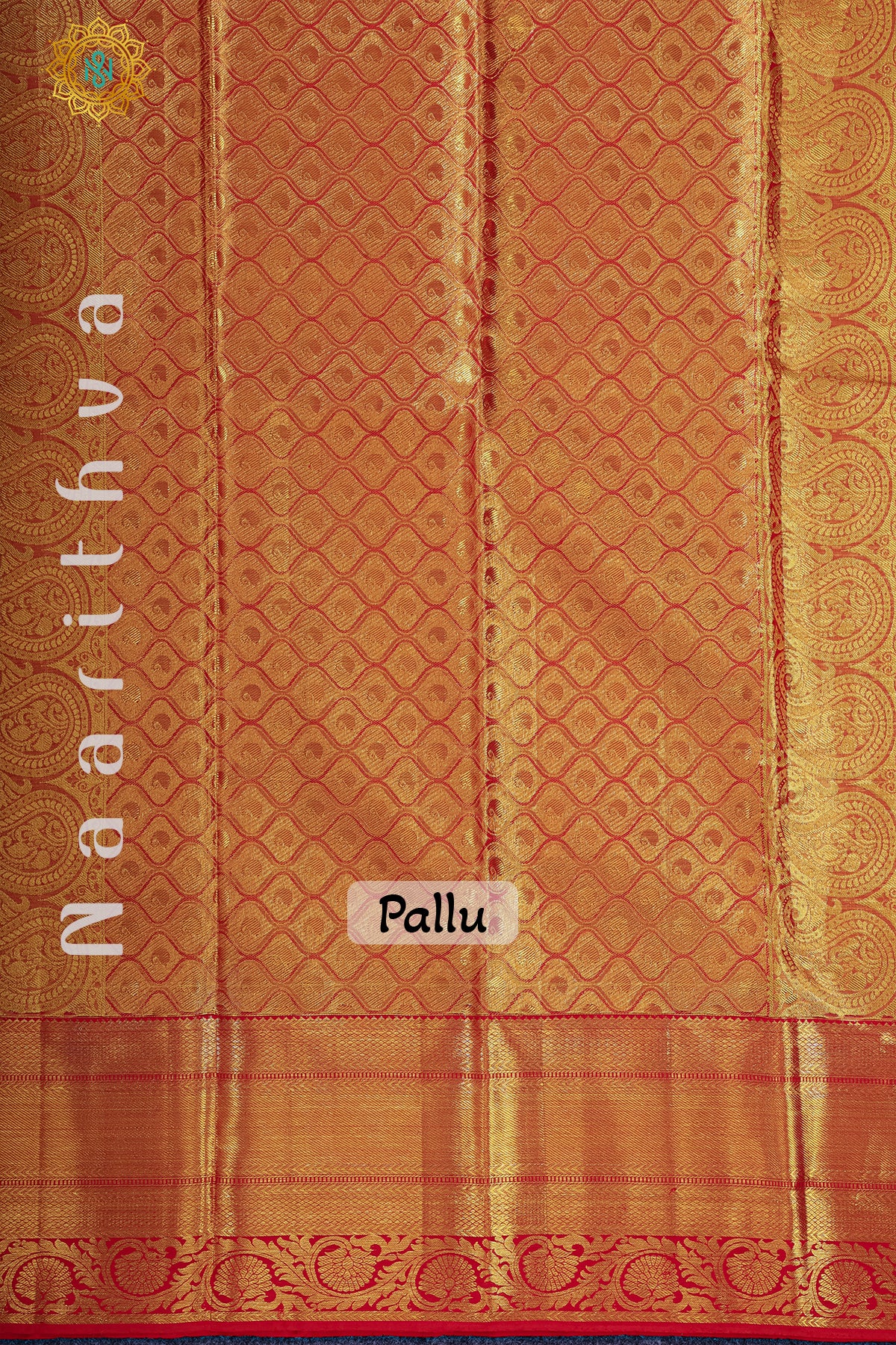 GOLD TISSUE WITH RED - PURE KANJIVARAM SILK